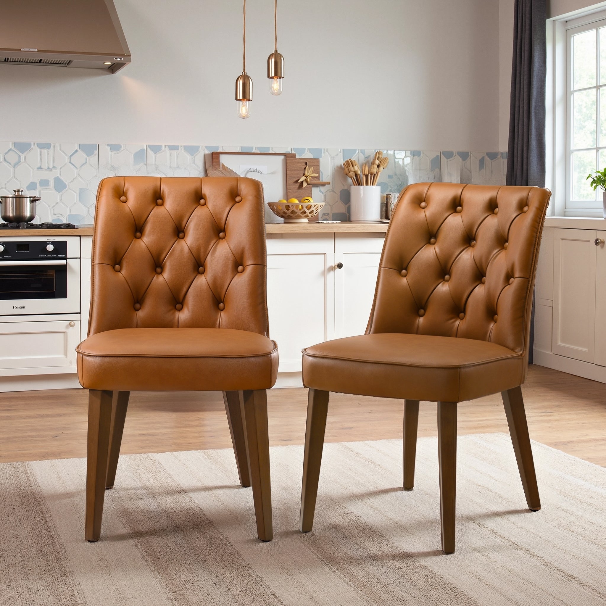 Belmont Cognac Vegan Leather Dining Chair - Ashcroft Furniture