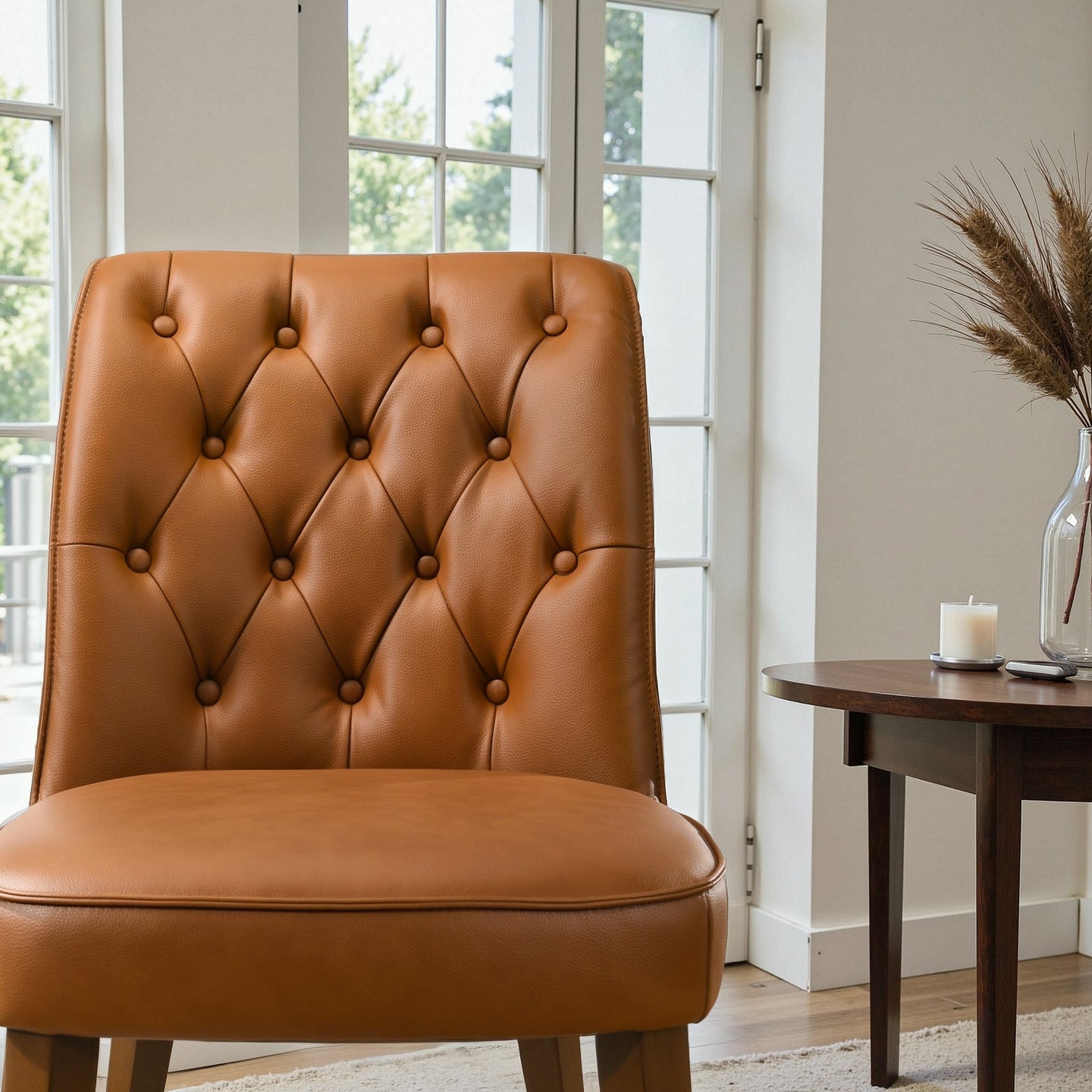 Belmont Cognac Vegan Leather Dining Chair - Ashcroft Furniture