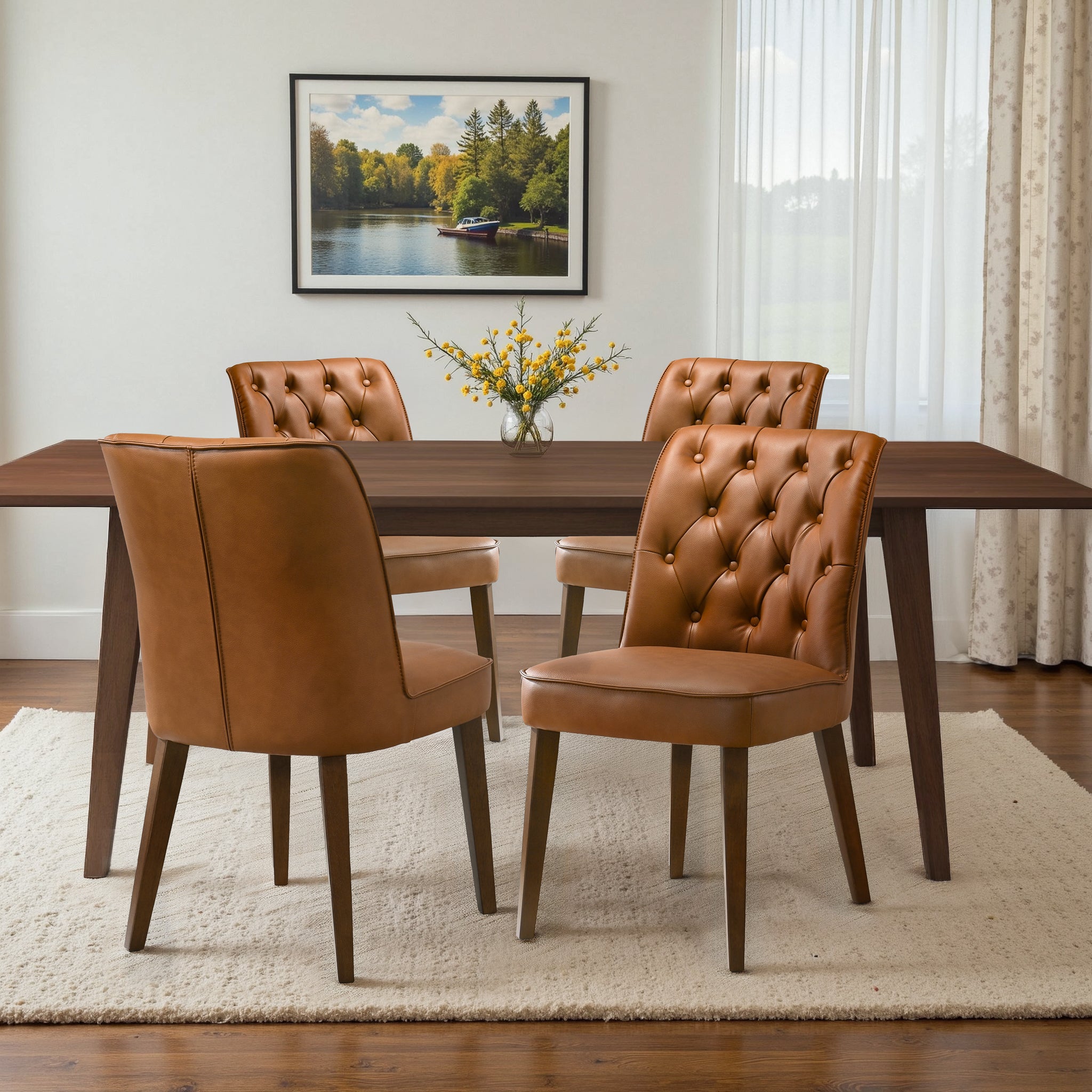 Belmont Cognac Vegan Leather Dining Chair - Ashcroft Furniture