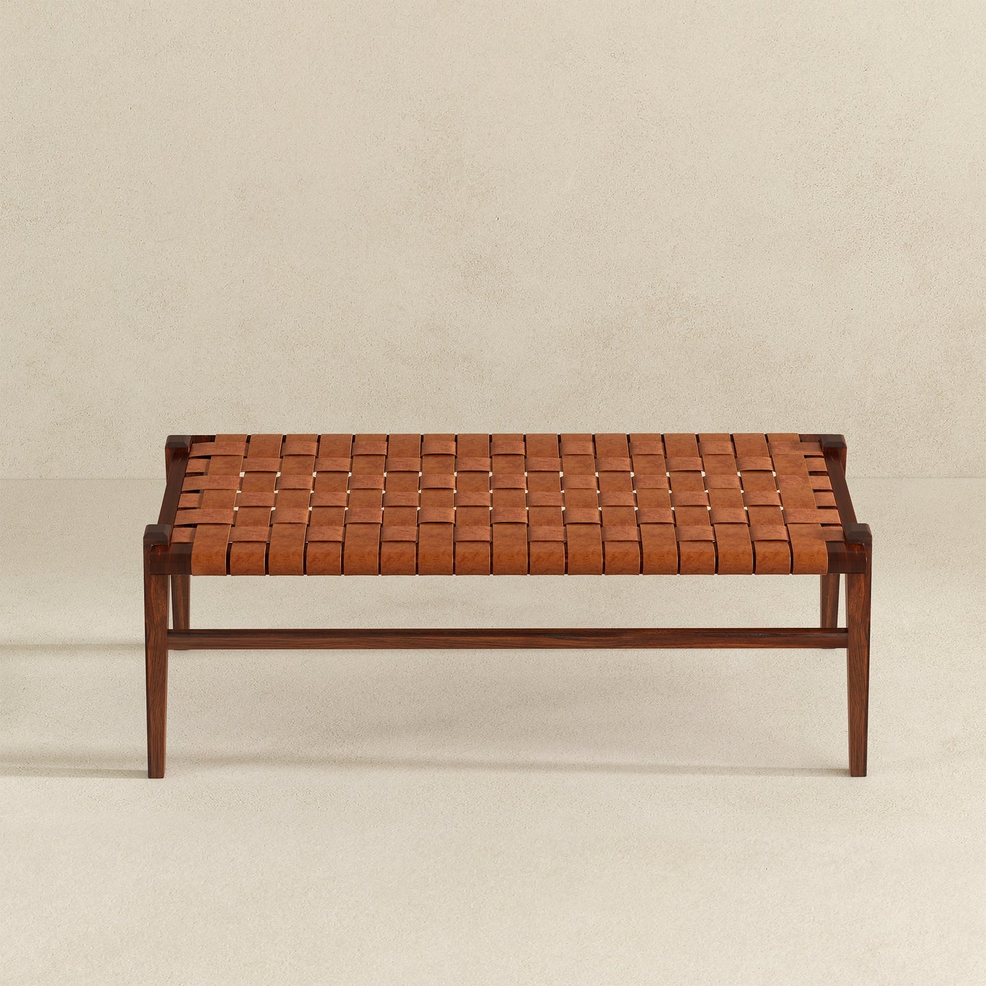 Cody Mid-Century Modern Tan Leather Bench - Ashcroft Furniture