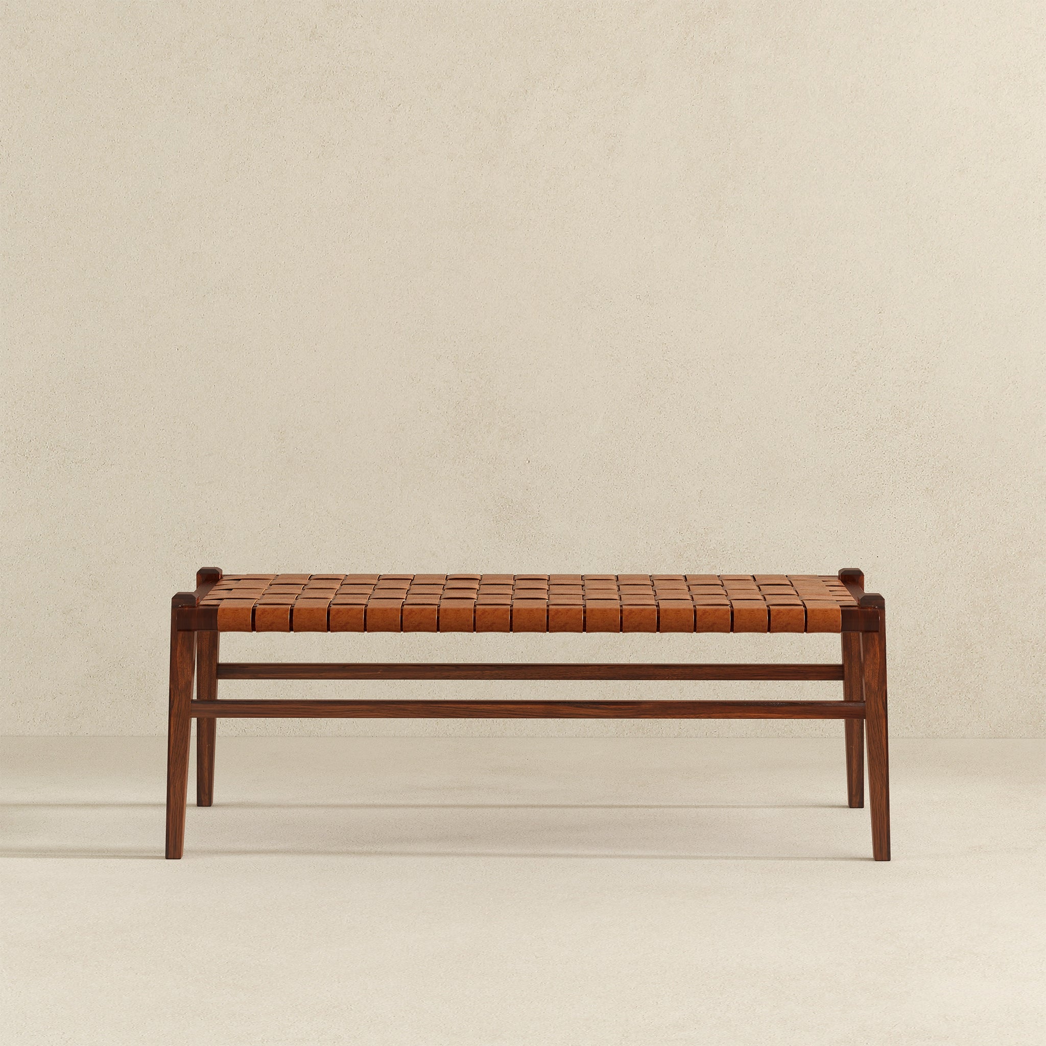 Cody Mid-Century Modern Tan Leather Bench - Ashcroft Furniture
