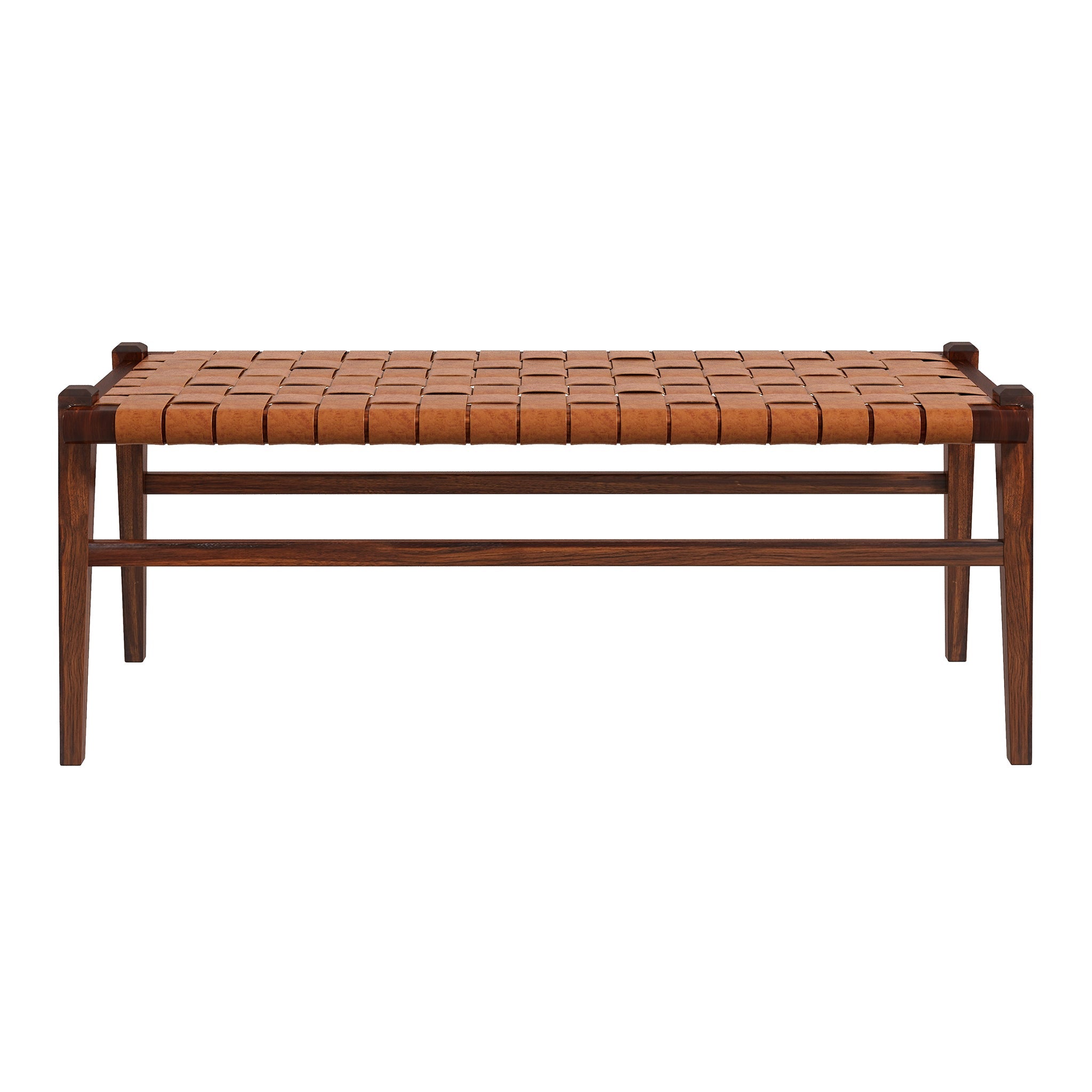 Cody Mid-Century Modern Tan Leather Bench - Ashcroft Furniture