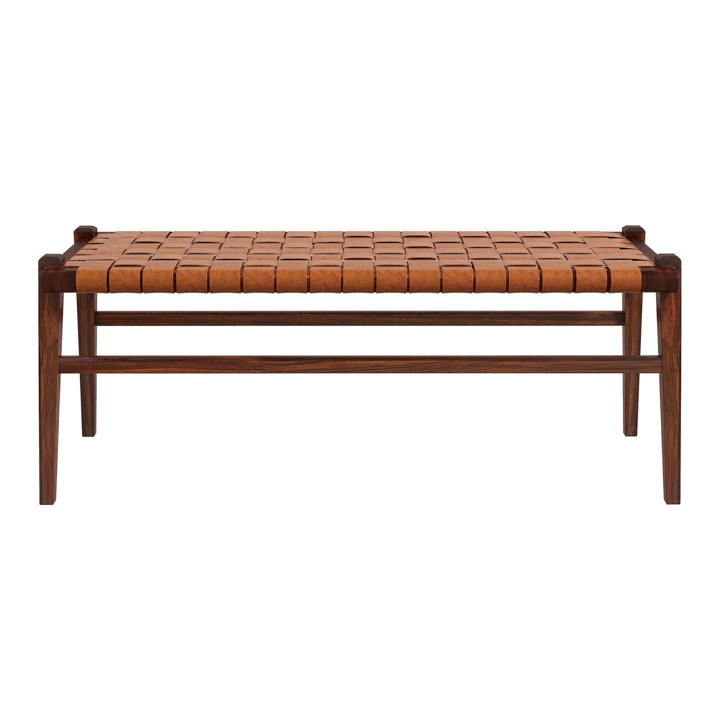 Cody Mid-Century Modern Tan Leather Bench - Ashcroft Furniture