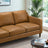 Cooper Mid-Century Modern Tan Genuine Leather Sofa - Ashcroft Imports Furniture