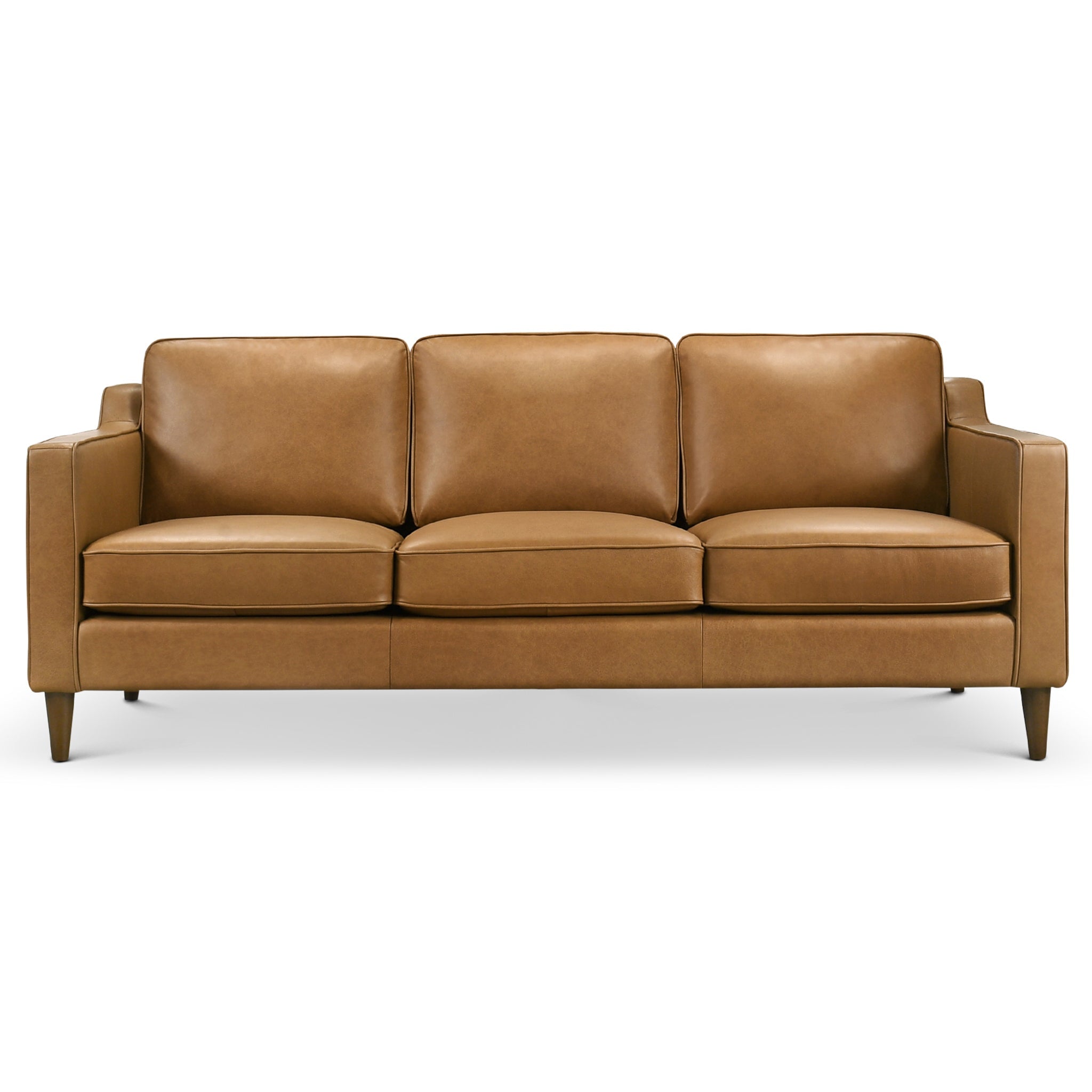 Cooper Mid-Century Modern Tan Genuine Leather Sofa - Ashcroft Imports Furniture