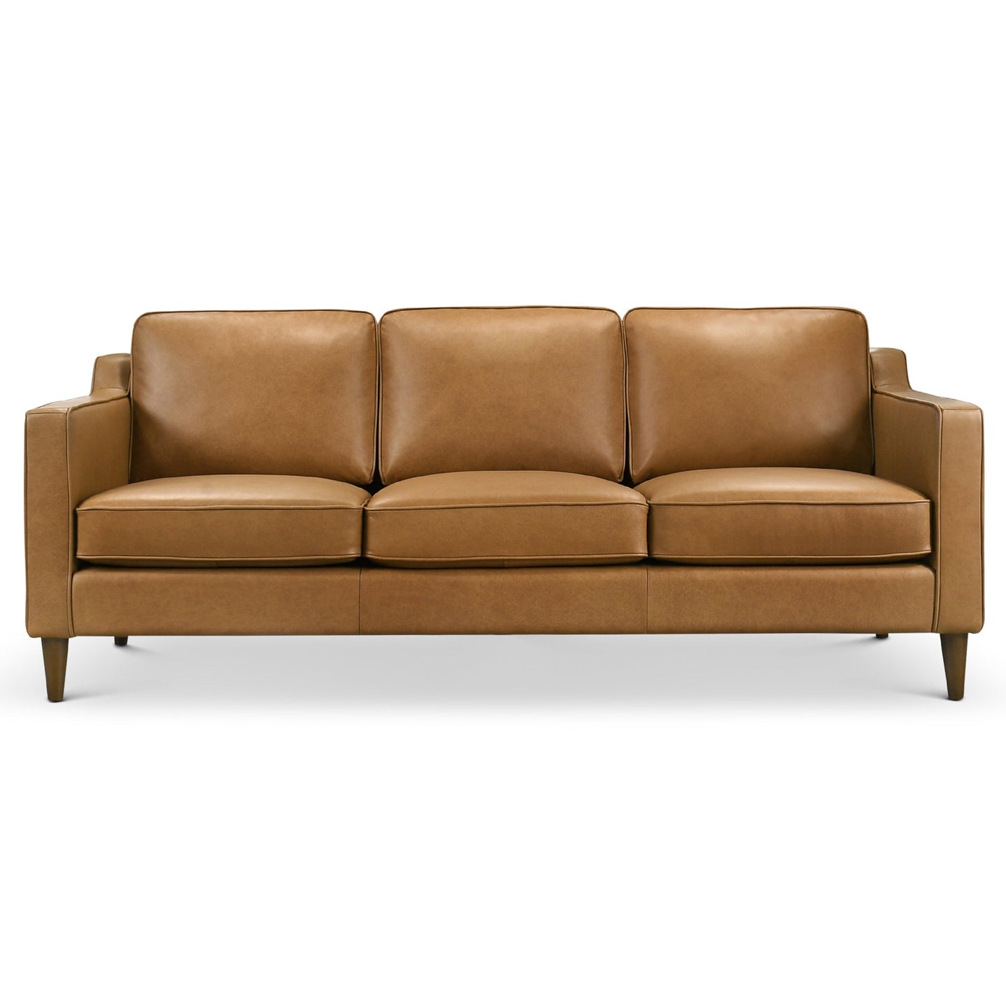 Cooper Mid-Century Modern Tan Genuine Leather Sofa - Ashcroft Imports Furniture