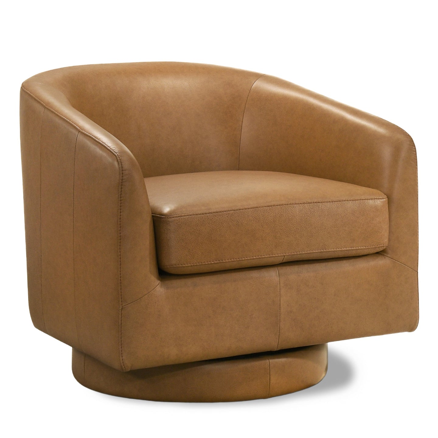 Danville Top-Grain Leather 360° Swivel Accent Chair with Round Base - Ashcroft Furniture