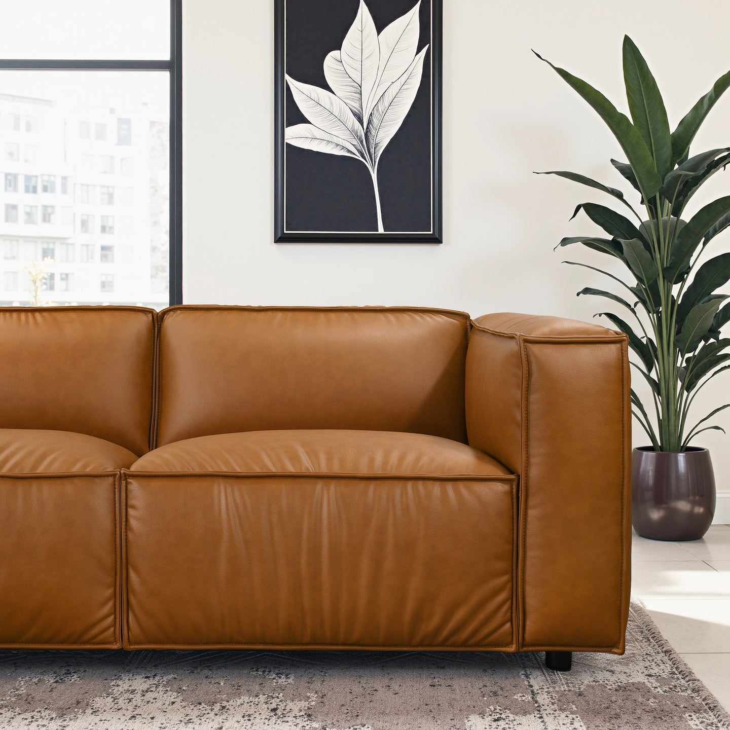 Findlay Mid Century Modern Vegan Leather Corner Sectional Sofa - Ashcroft Furniture