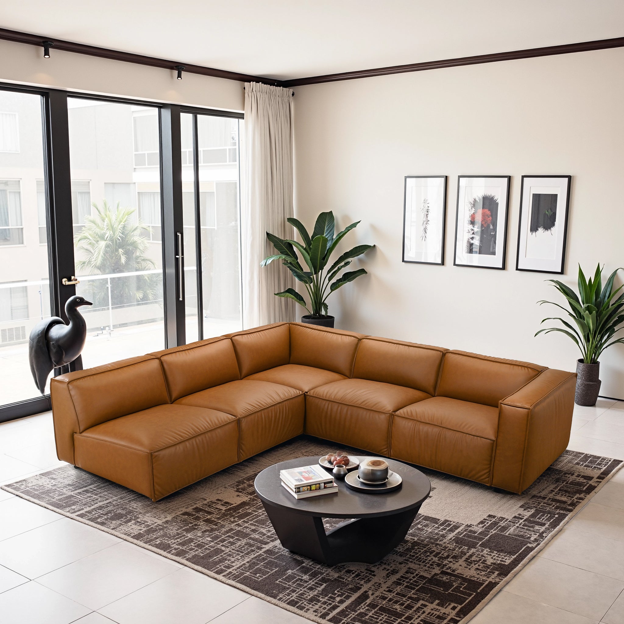 Findlay Mid Century Modern Vegan Leather Corner Sectional Sofa - Ashcroft Furniture