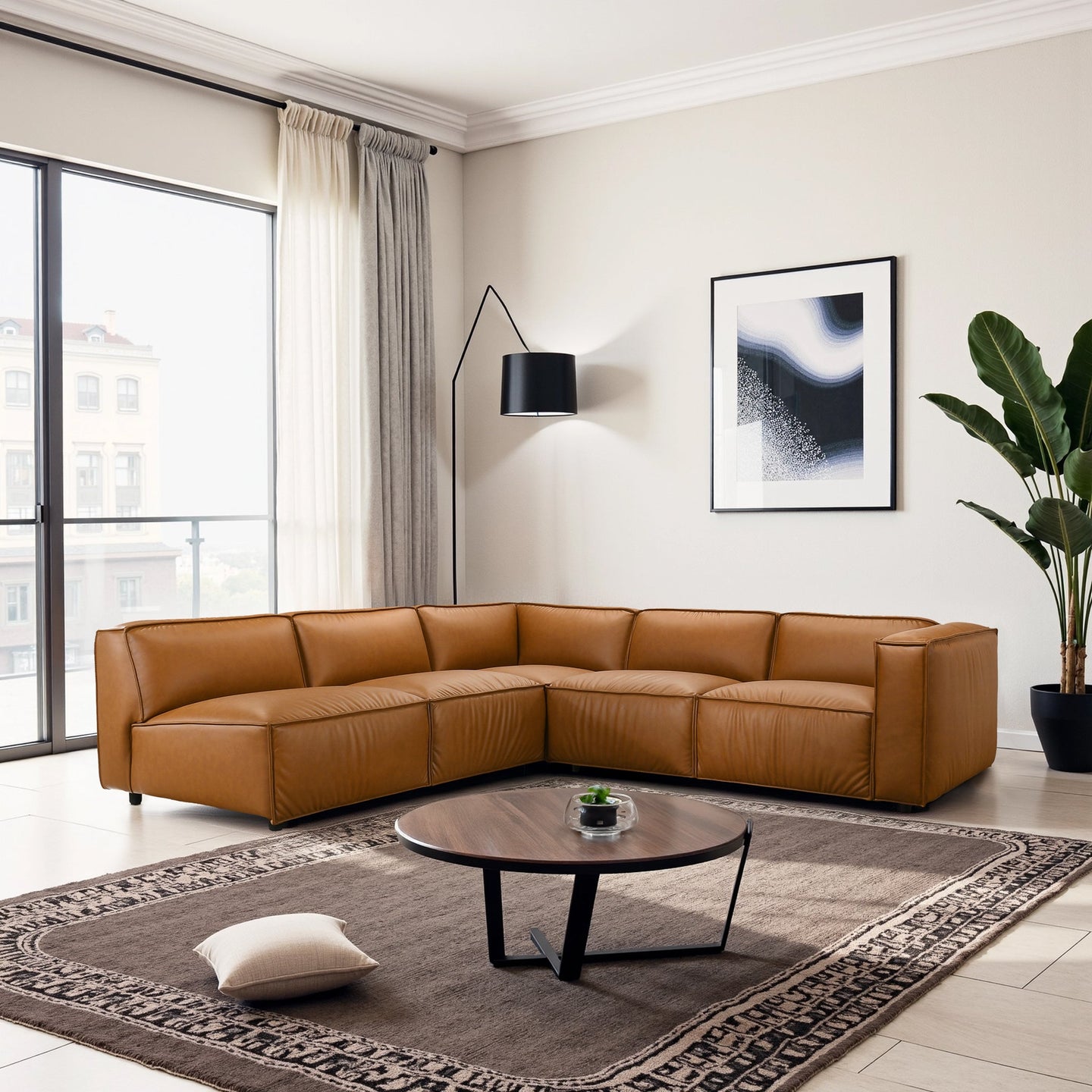 Findlay Mid Century Modern Vegan Leather Corner Sectional Sofa - Ashcroft Furniture