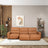 Grant Triple Power Convertible Cognac Leather Sofa