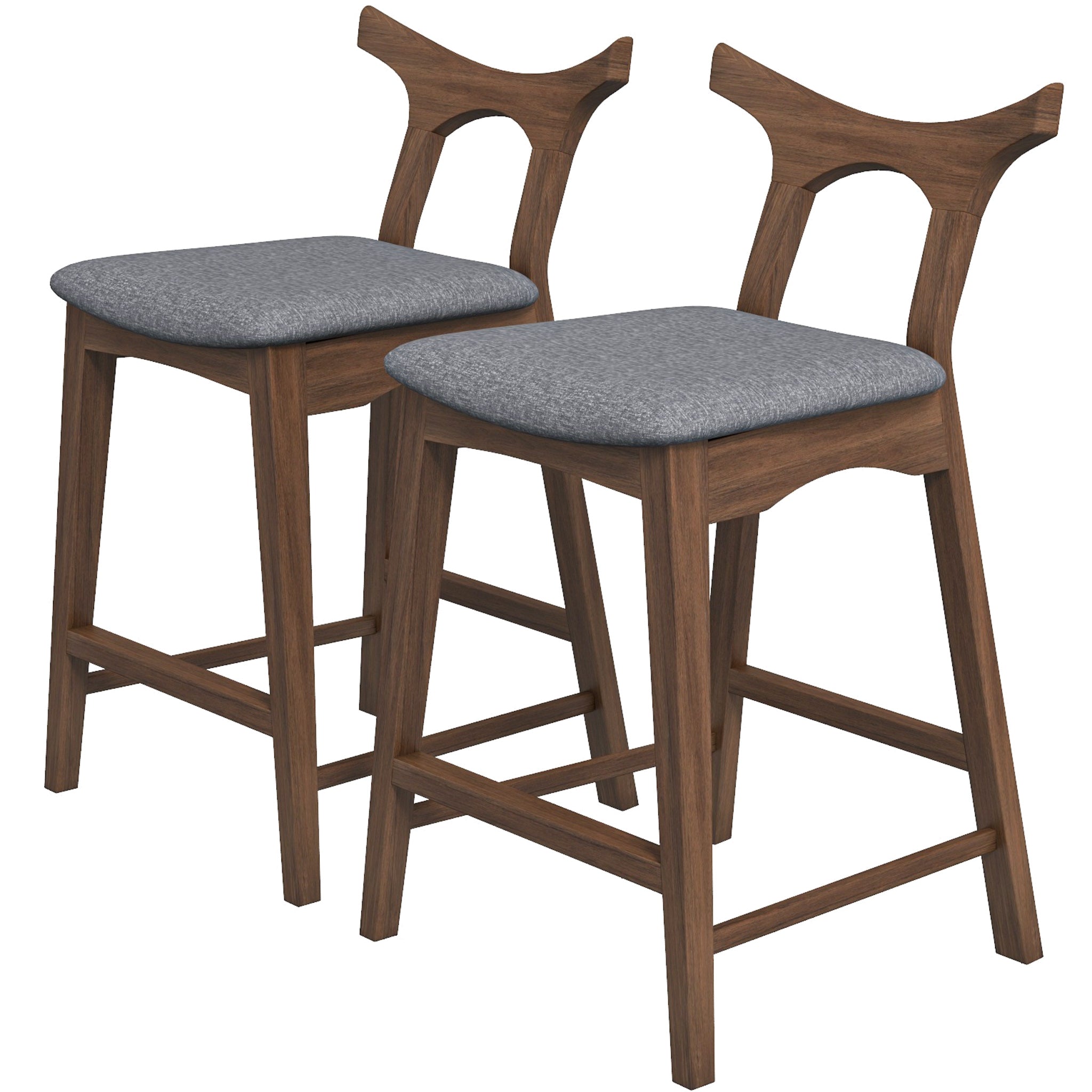 Hester Mid-Century Modern Set of Two Solid Wood Bar/Counter Chair - Ashcroft Imports Furniture