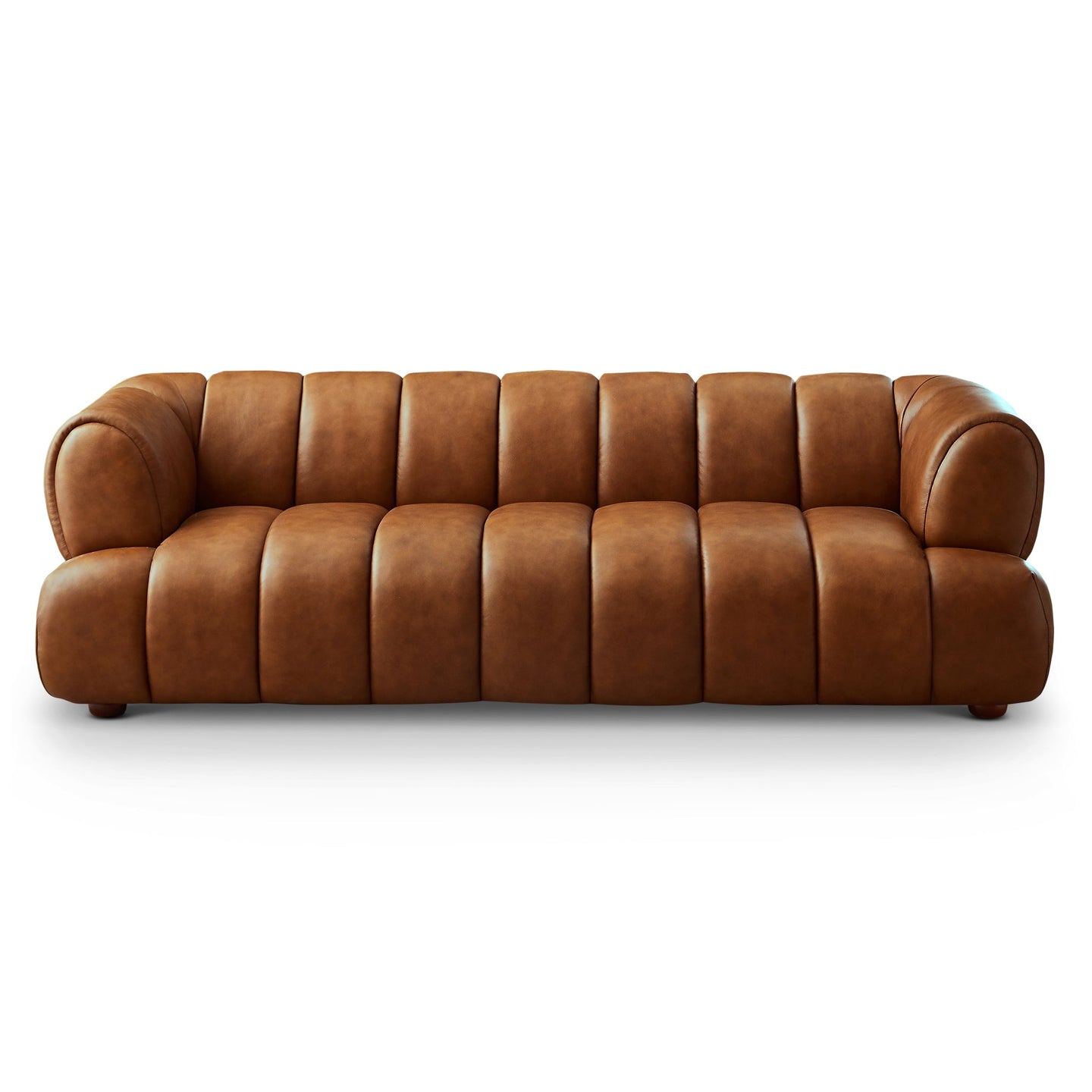 Jasmin Modern Cognac Genuine Leather Sofa - Ashcroft Furniture