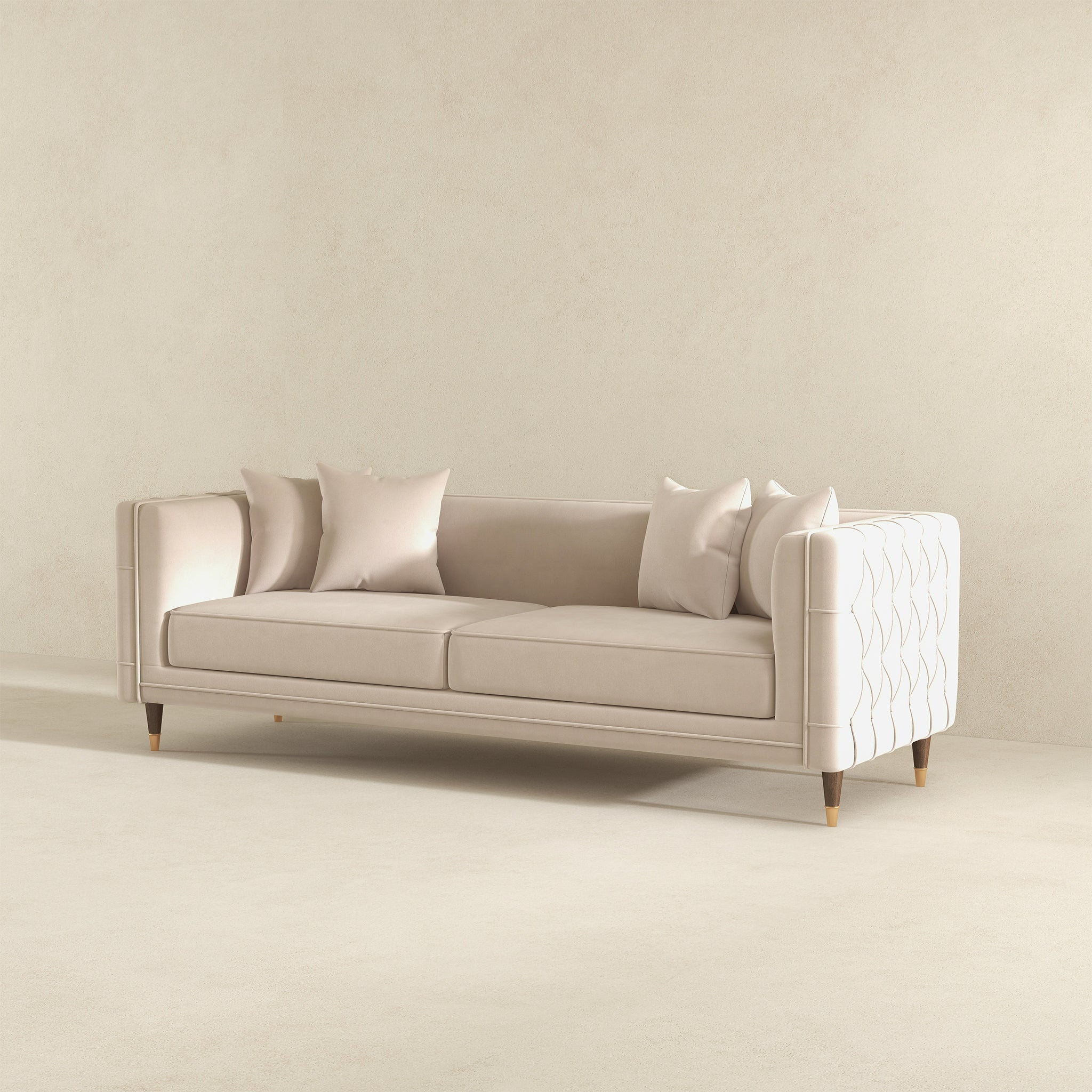 Nora 3-Seater Velvet Sofa | Minimalist Nordic Design with Solid Wood Base | Ashcroft Imports Furniture