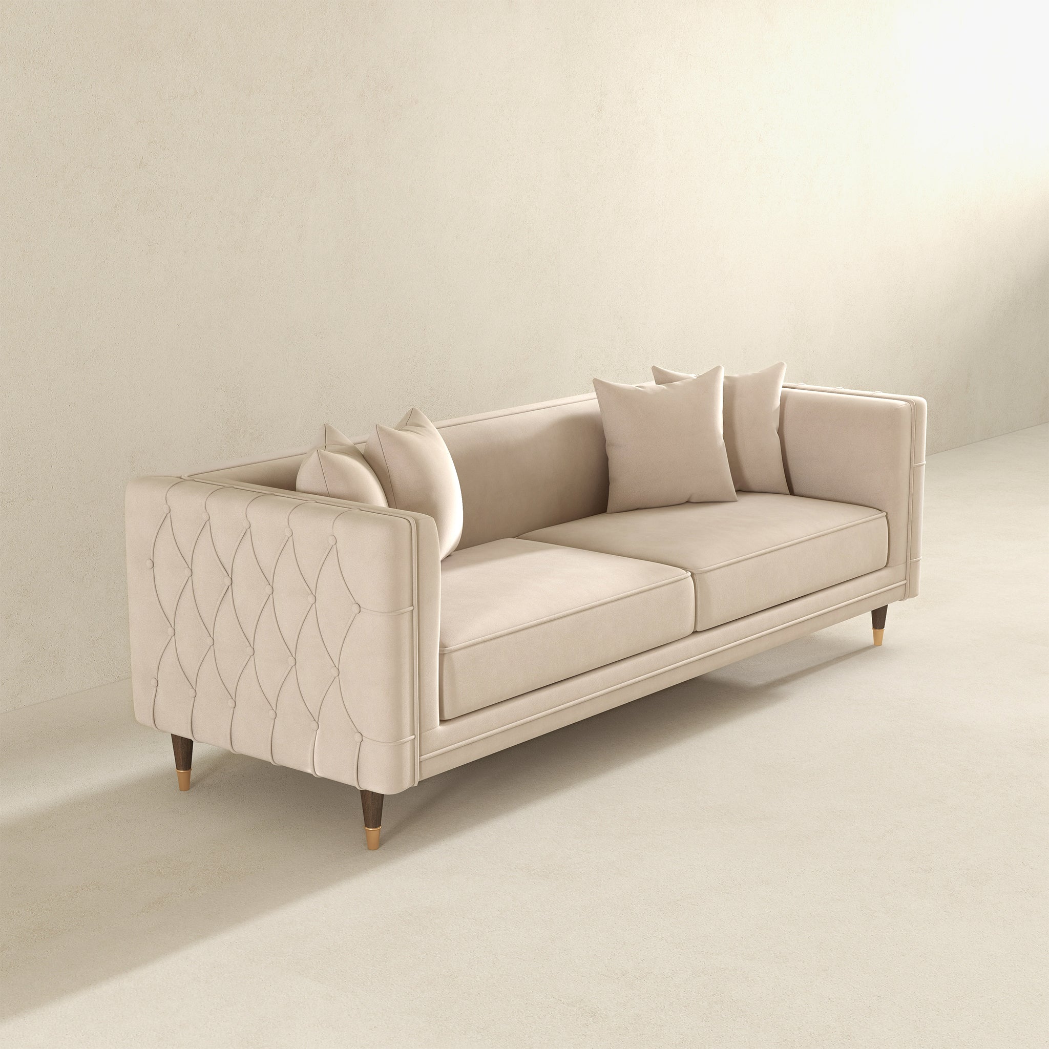 Nora 3-Seater Velvet Sofa | Minimalist Nordic Design with Solid Wood Base | Ashcroft Imports Furniture