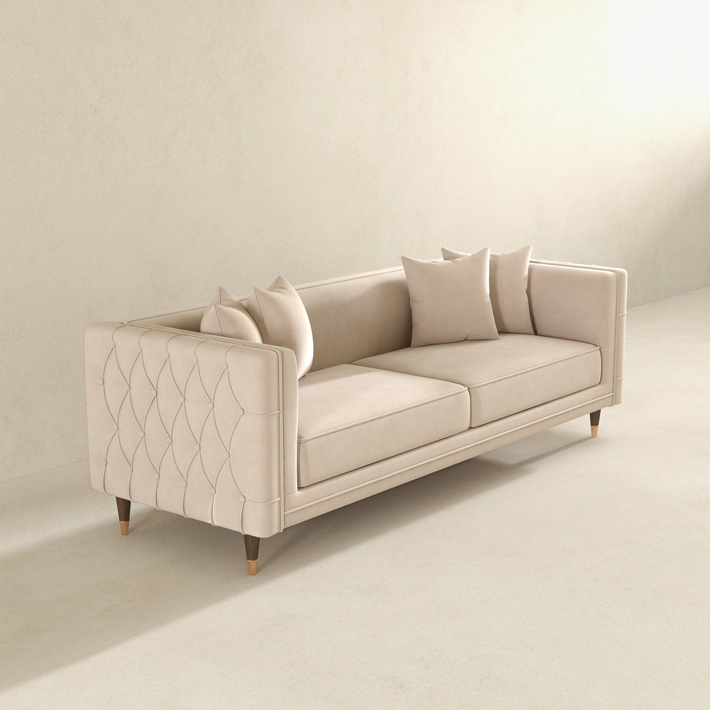 Nora 3-Seater Velvet Sofa | Minimalist Nordic Design with Solid Wood Base | Ashcroft Imports Furniture