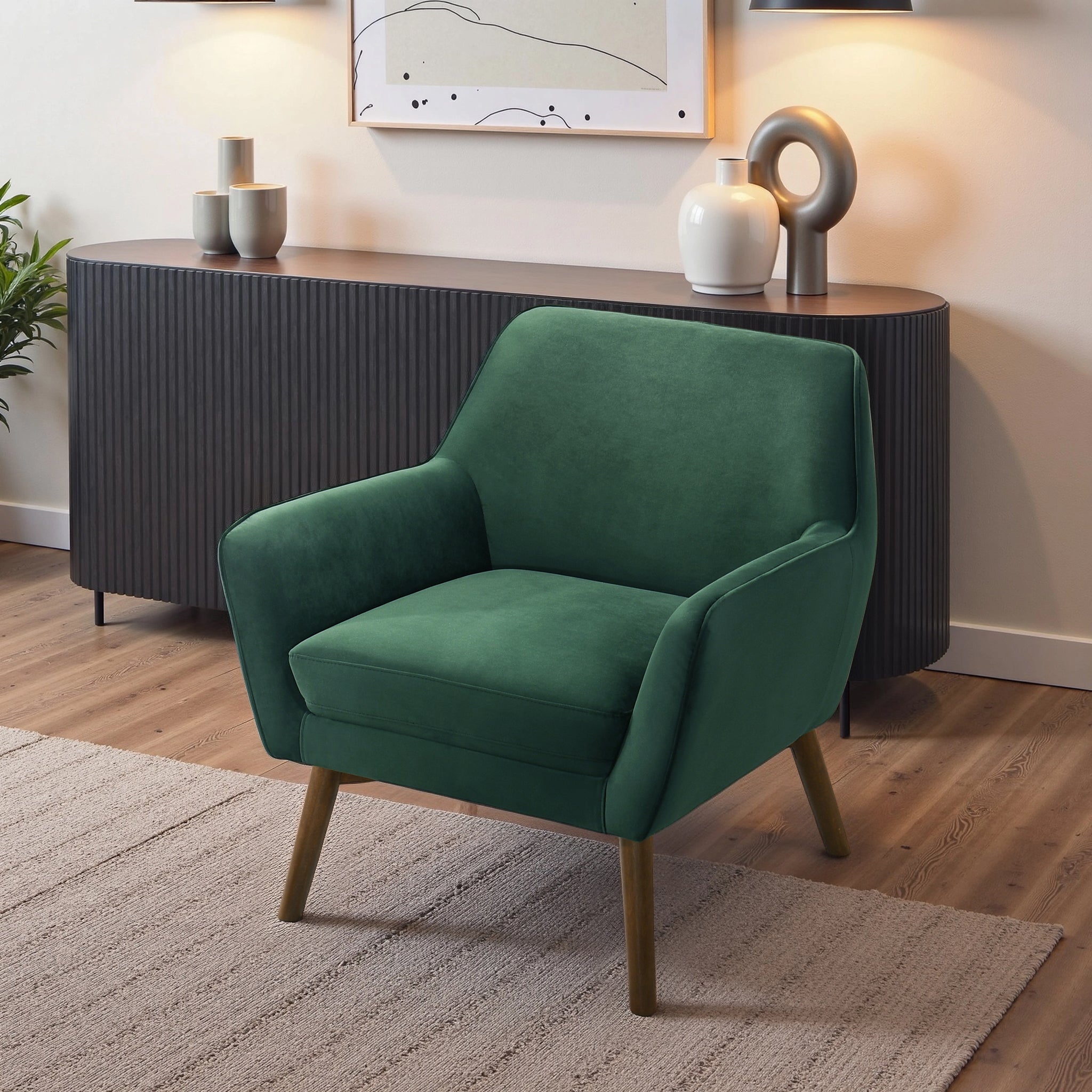 Panom Mid-Century Modern Velvet Armchair - Ashcroft Furniture