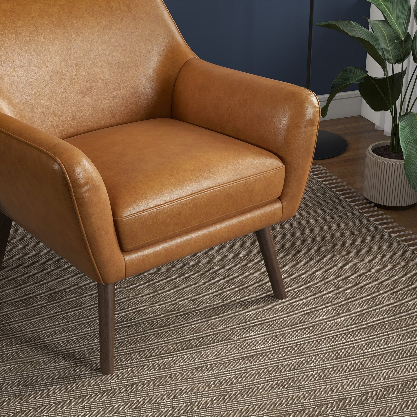 Panom Tan Leather Lounge Chair