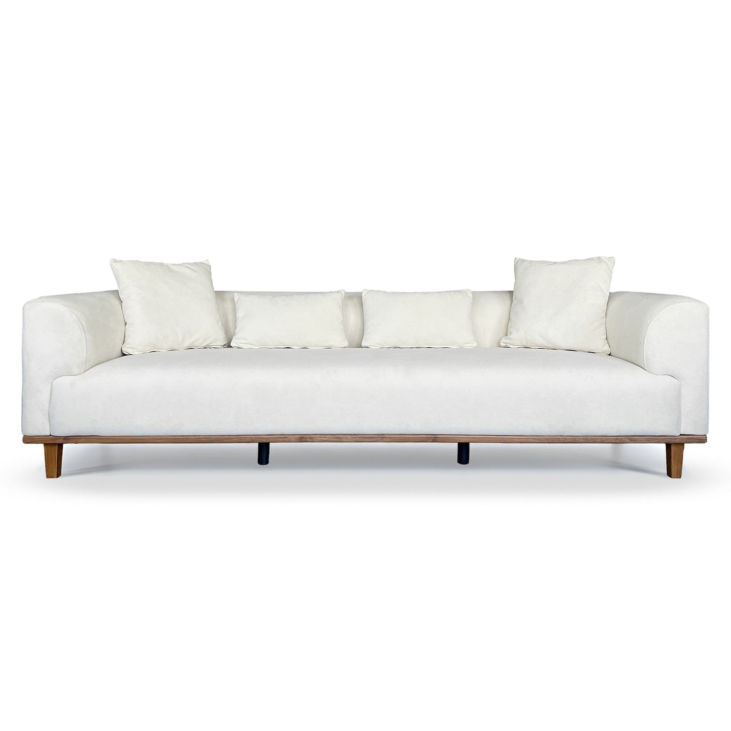 Richardson Modern Velvet Upholstered Sofa with Solid Wood Legs & Loose Pillows - Ashcroft Imports Furniture