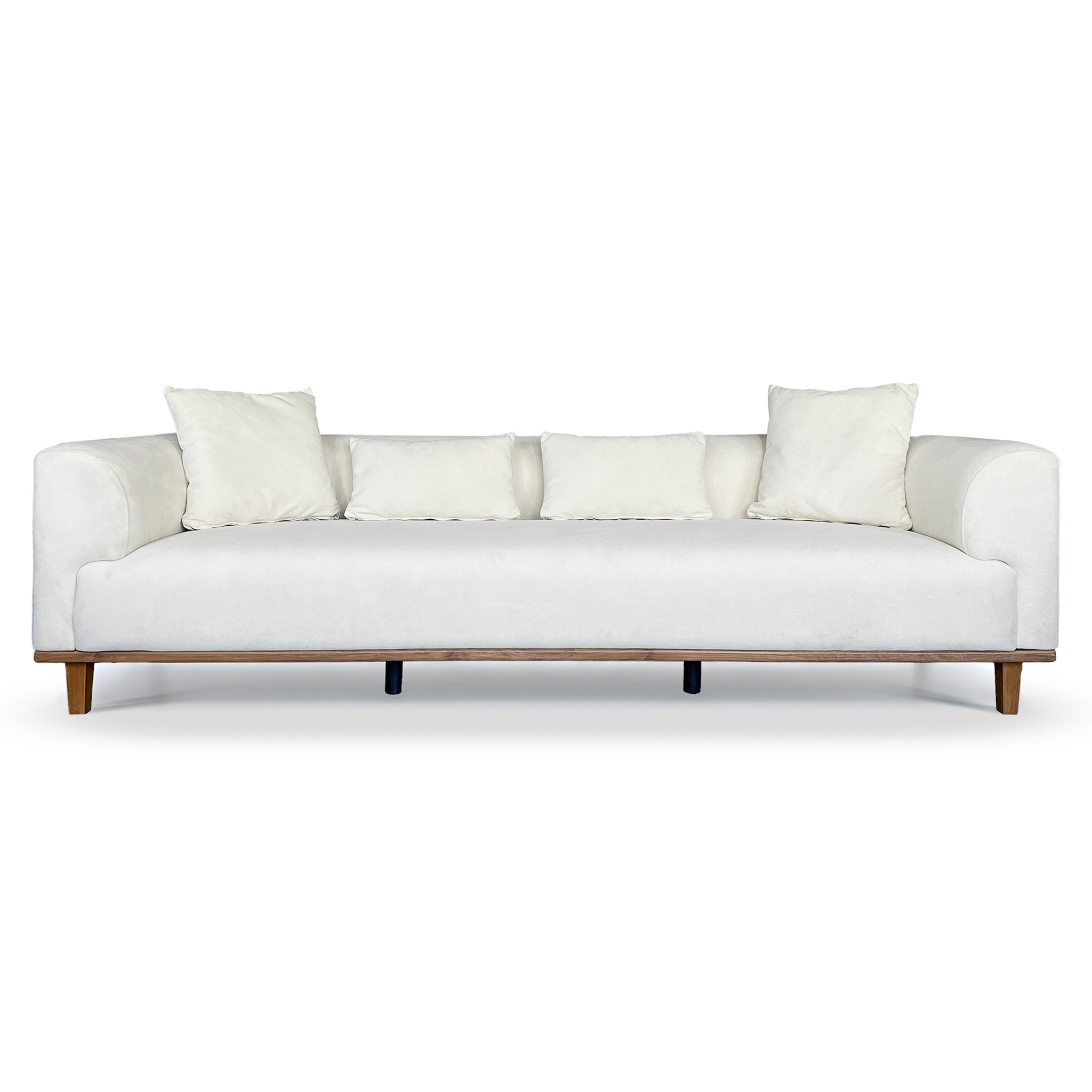 Richardson Modern Velvet Upholstered Sofa with Solid Wood Legs & Loose Pillows - Ashcroft Imports Furniture