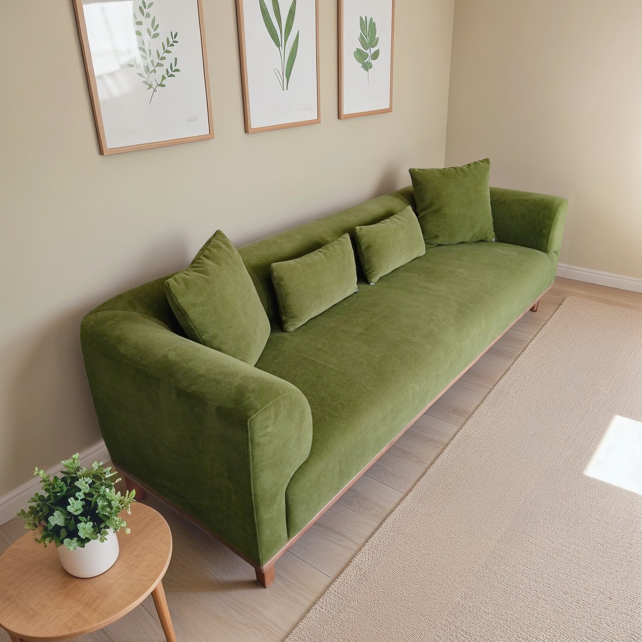 Richardson Modern Velvet Upholstered Sofa with Solid Wood Legs & Loose Pillows - Ashcroft Imports Furniture