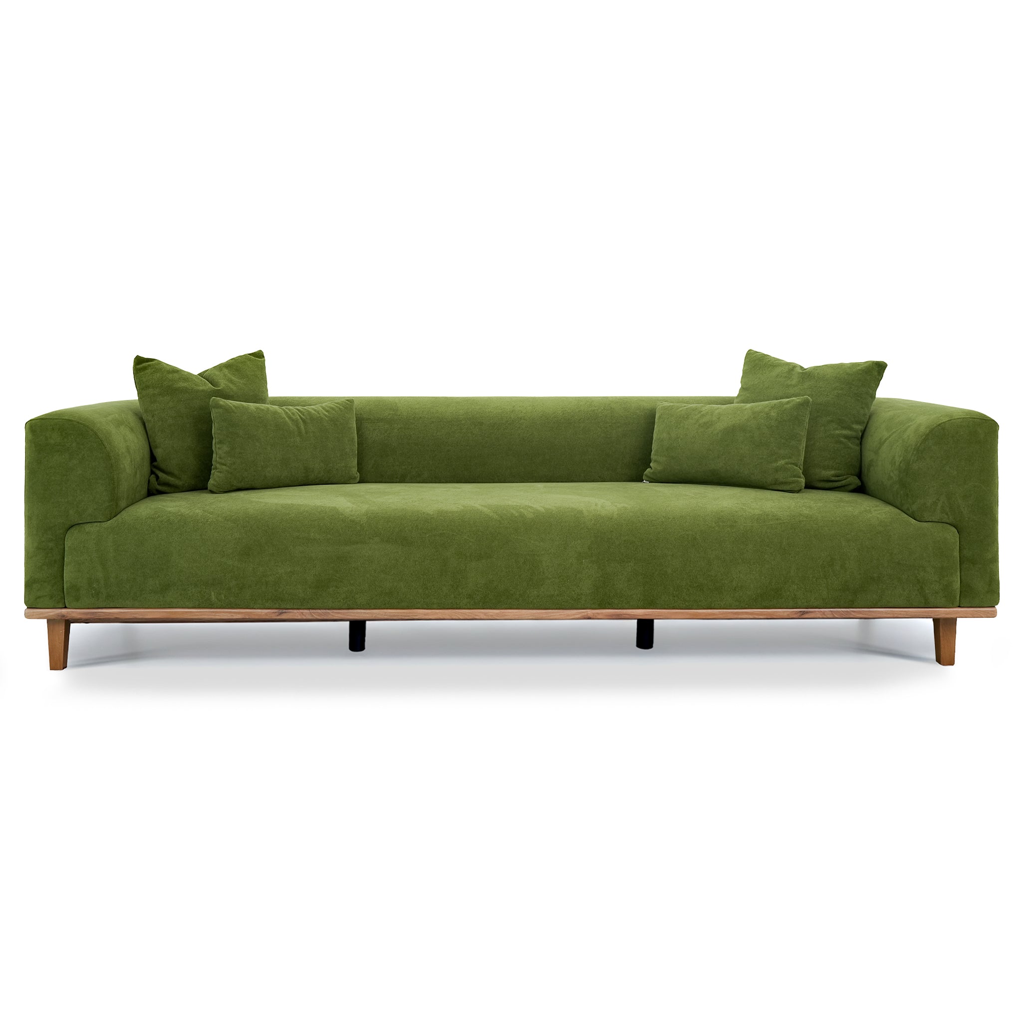 Richardson Modern Velvet Upholstered Sofa with Solid Wood Legs & Loose Pillows - Ashcroft Imports Furniture