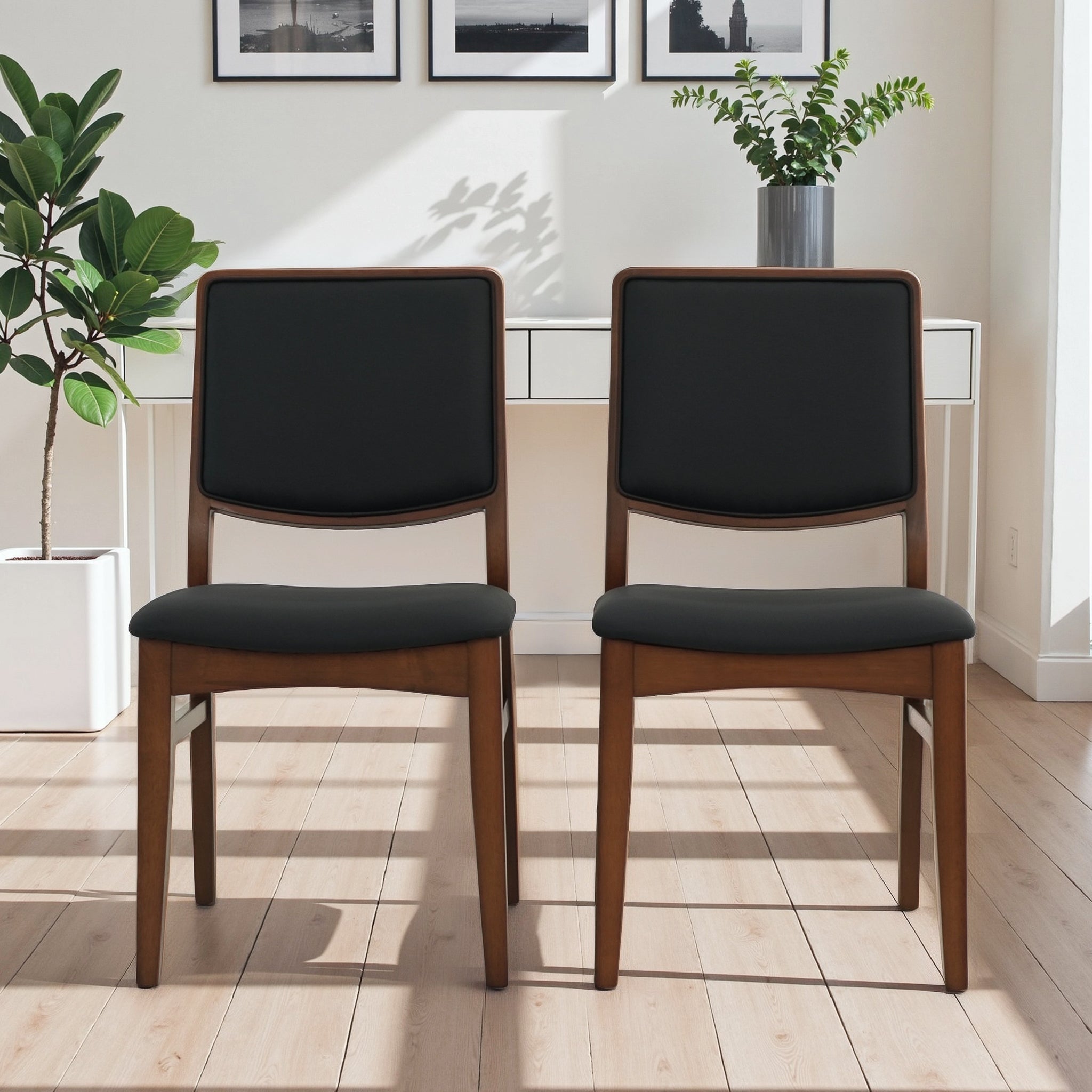 Cary Mid-Century Modern Vegan Leather Dining Chair - Ashcroft Furniture