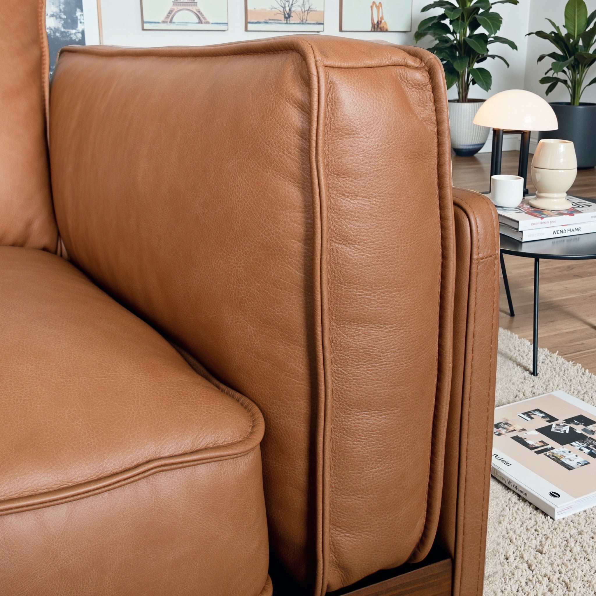 Utica Premium Leather Living Room Sofa with Metal Legs & Sustainable Materials - Ashcroft Furniture