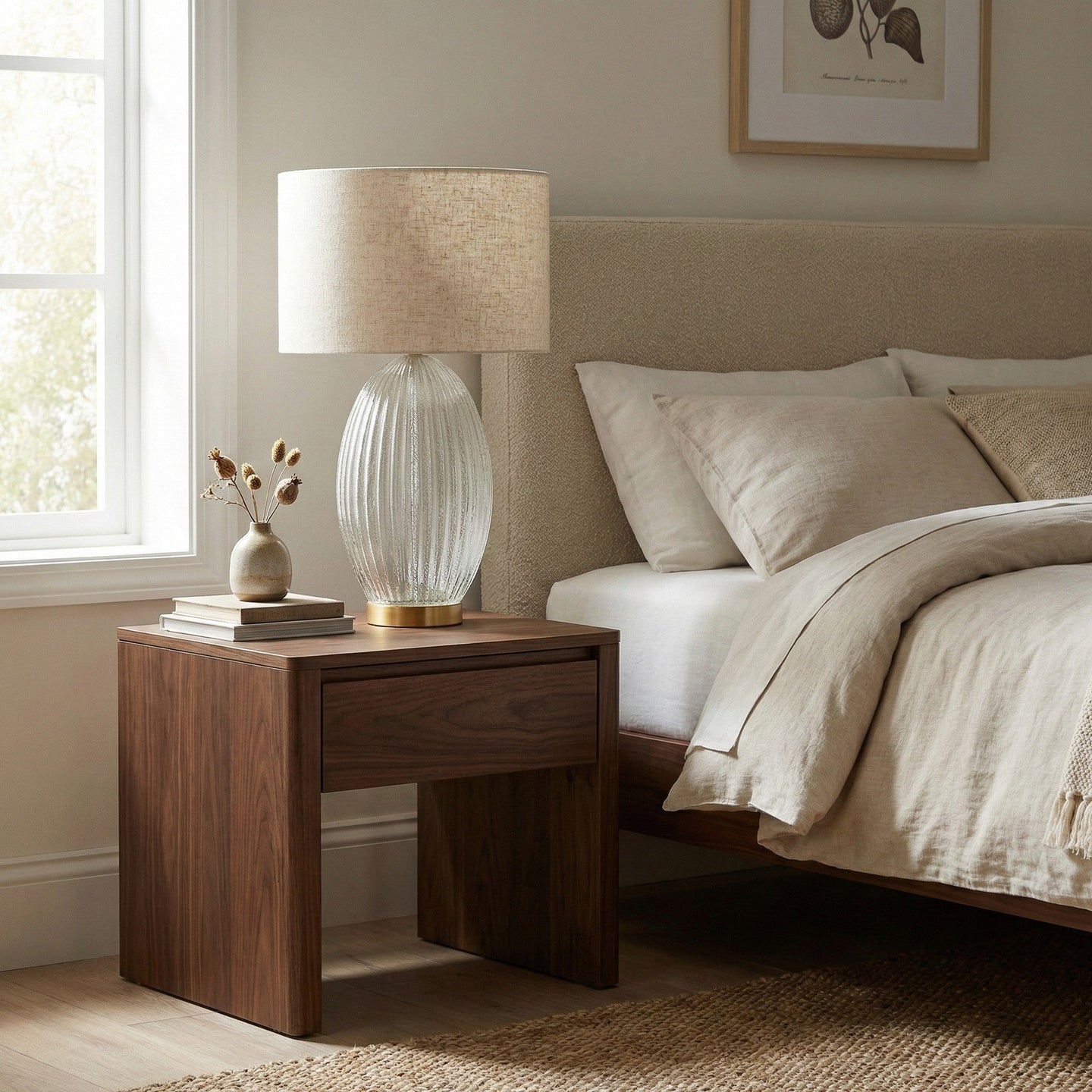 Aurora Ribbed Glass Table Lamp | Clear Fluted Body & Golden Brass Accents | Ashcroft Imports Furniture