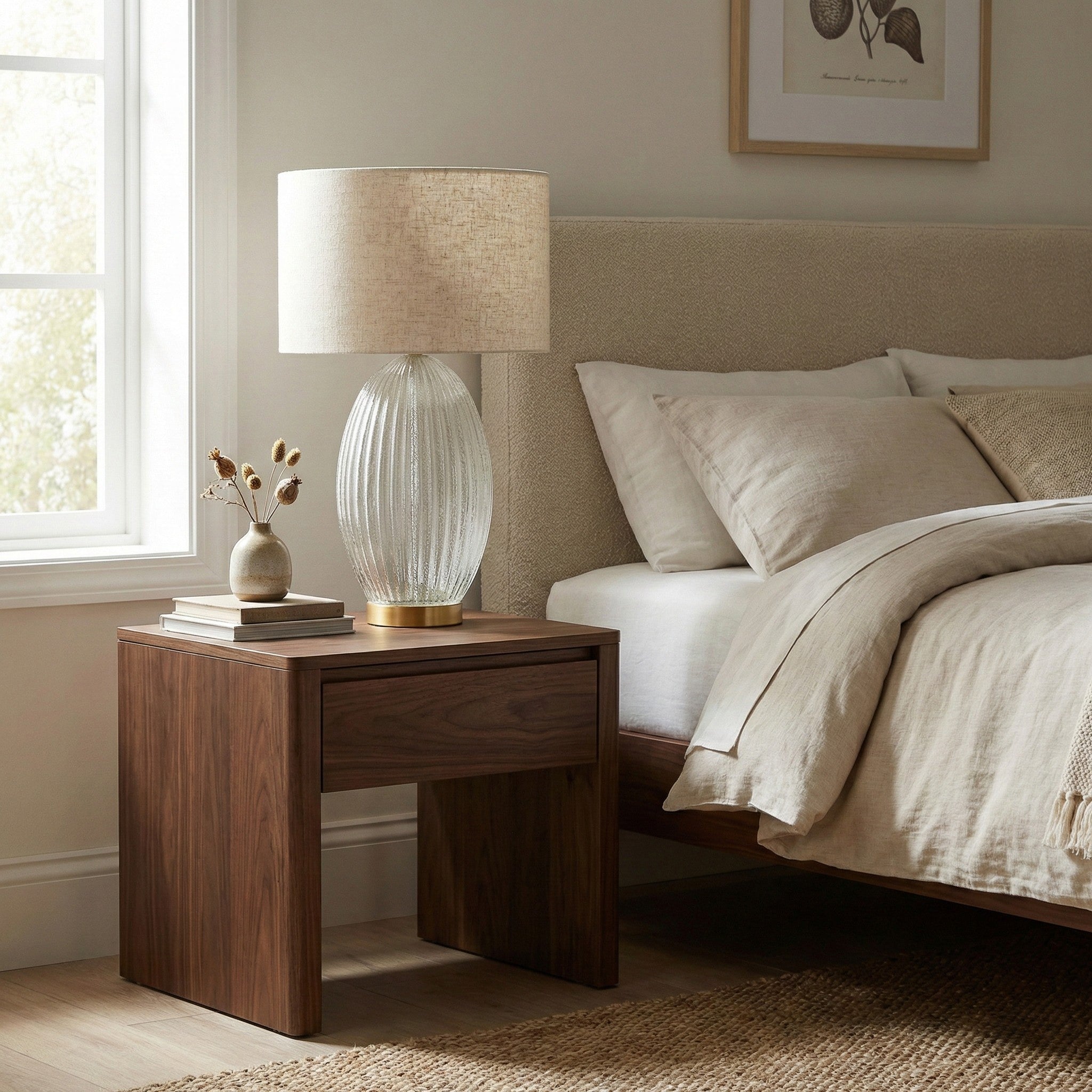 Aurora Ribbed Glass Table Lamp | Clear Fluted Body & Golden Brass Accents | Ashcroft Imports Furniture