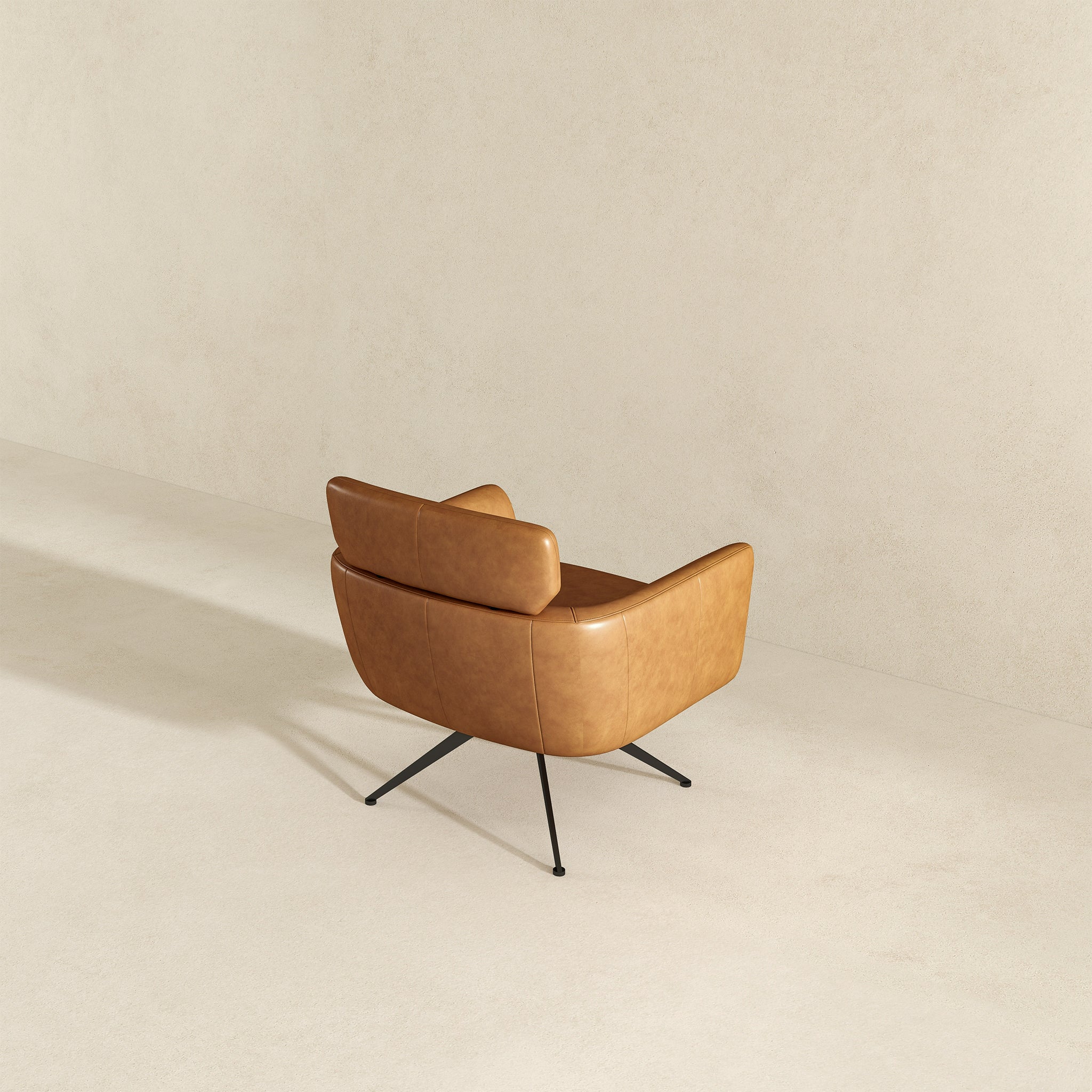 Camila Mid-Century Modern Swivel Armchair | Genuine Leather &amp; Qubic Design | Ashcroft Imports Furniture