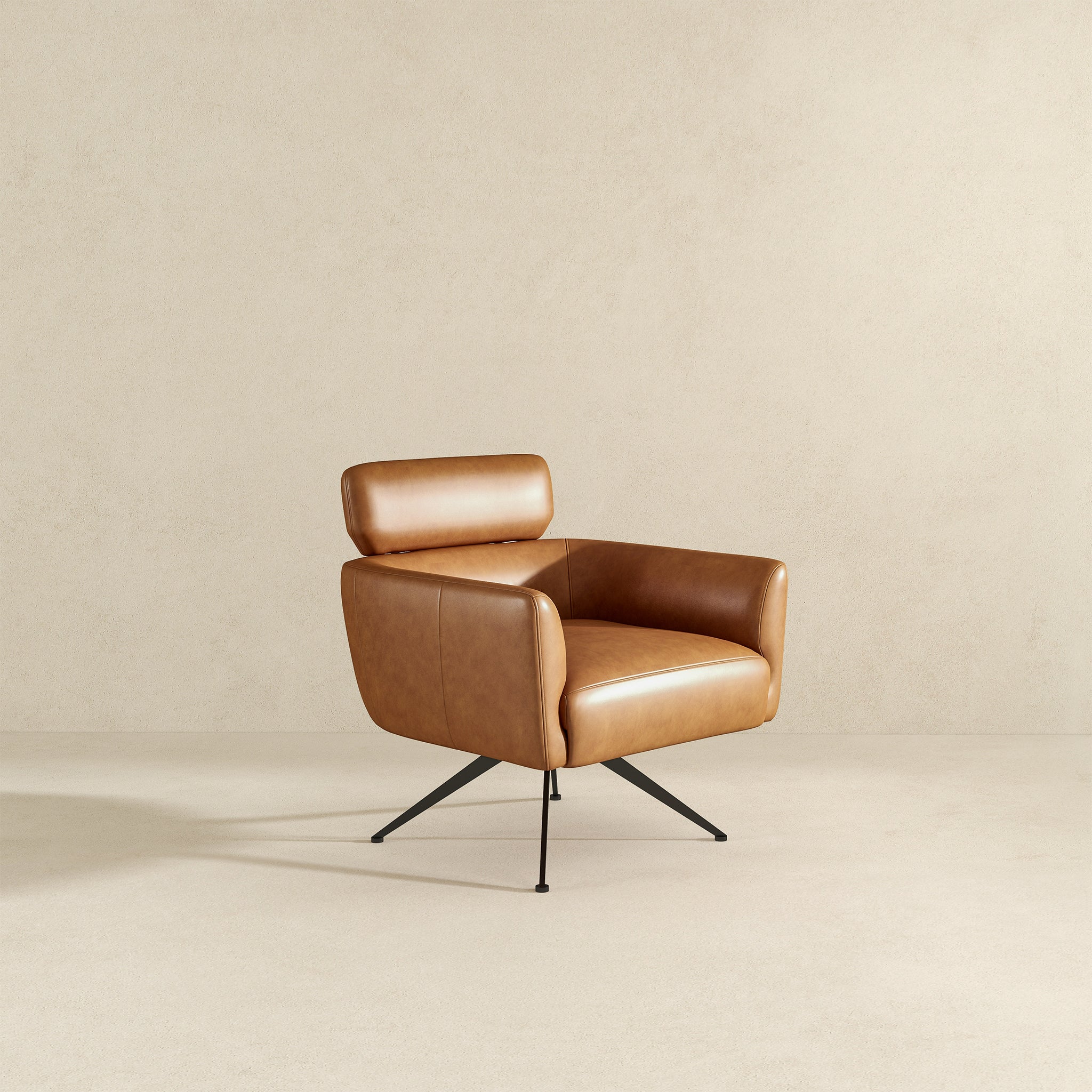 Camila Mid-Century Modern Swivel Armchair | Genuine Leather &amp; Qubic Design | Ashcroft Imports Furniture