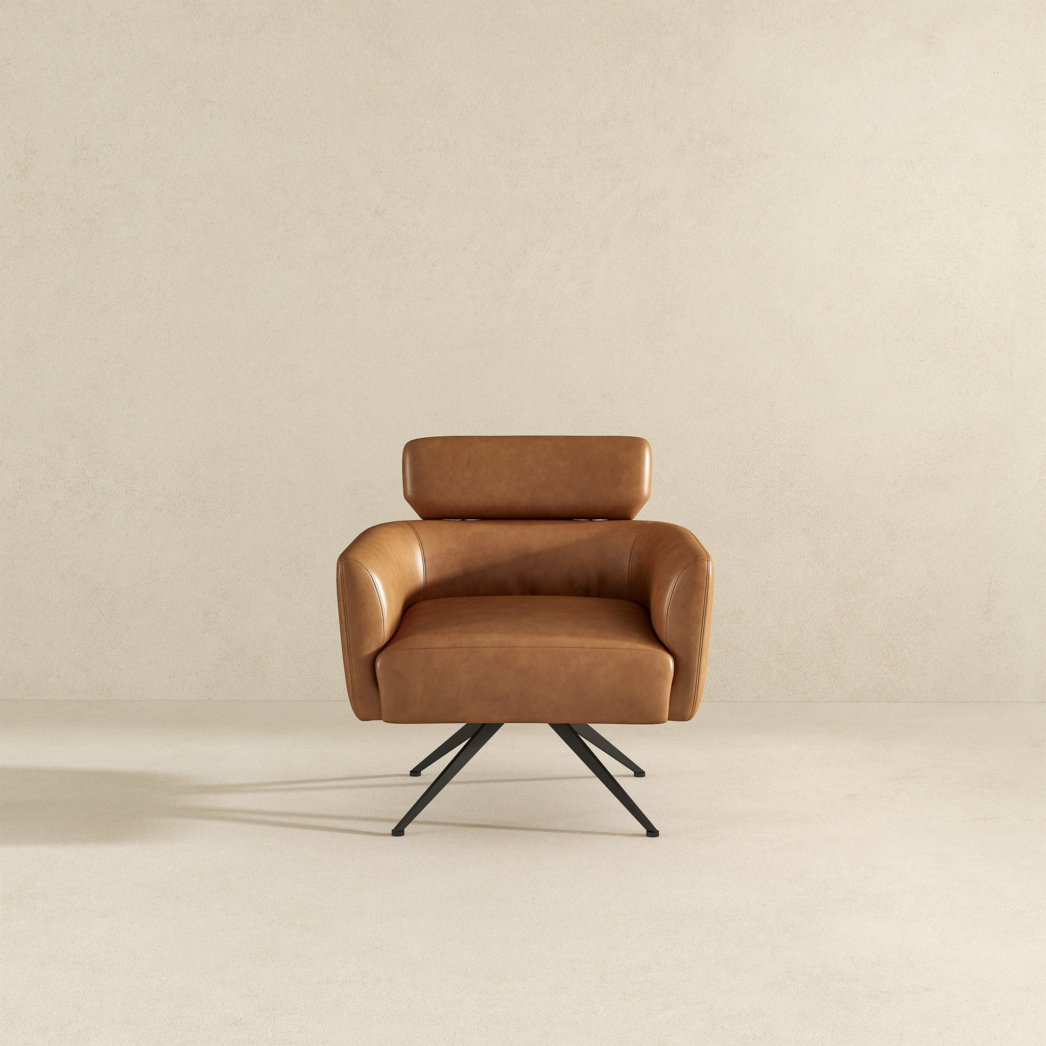 Camila Mid-Century Modern Swivel Armchair | Genuine Leather &amp; Qubic Design | Ashcroft Imports Furniture