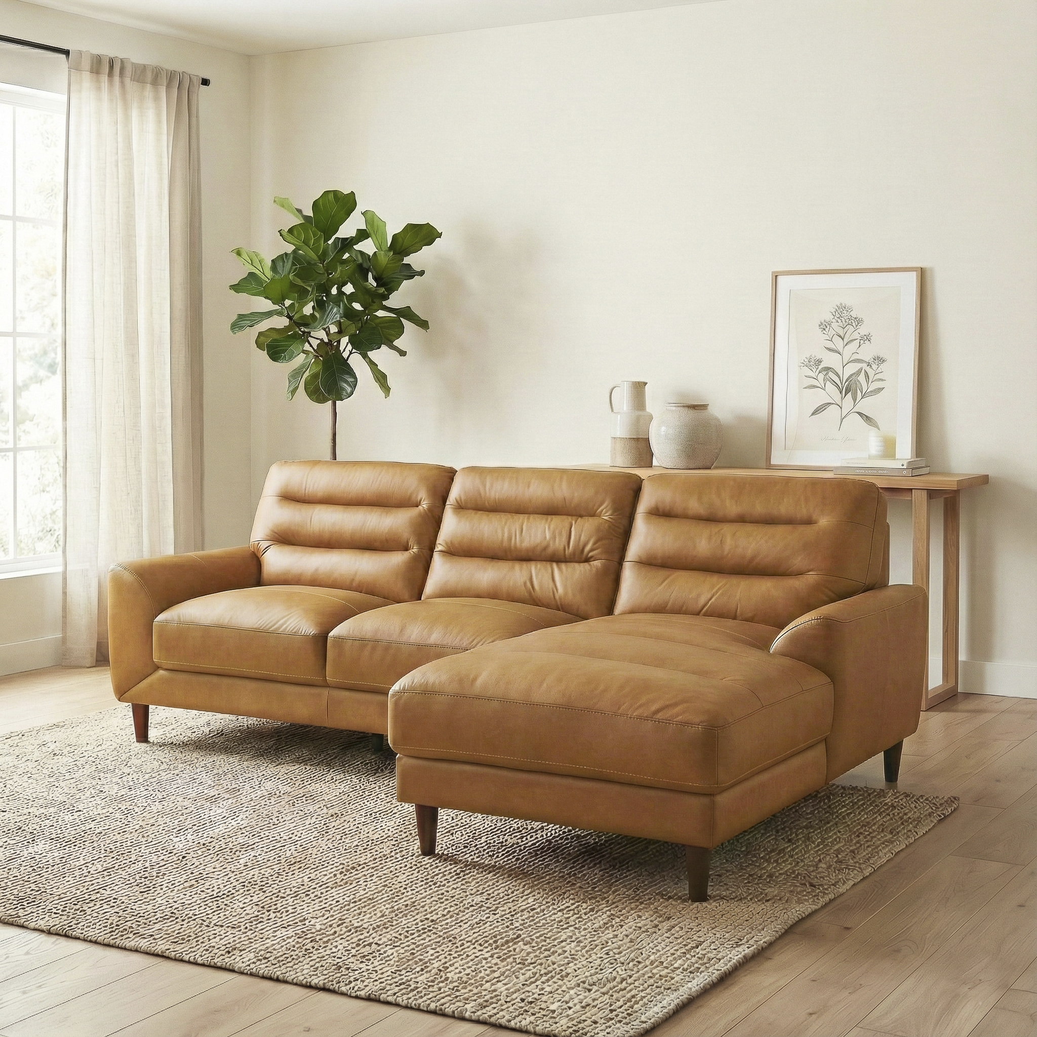 Clarion 3-Seater Genuine Leather Sectional Sofa with Right-Facing Chaise | Ashcroft Imports Furniture