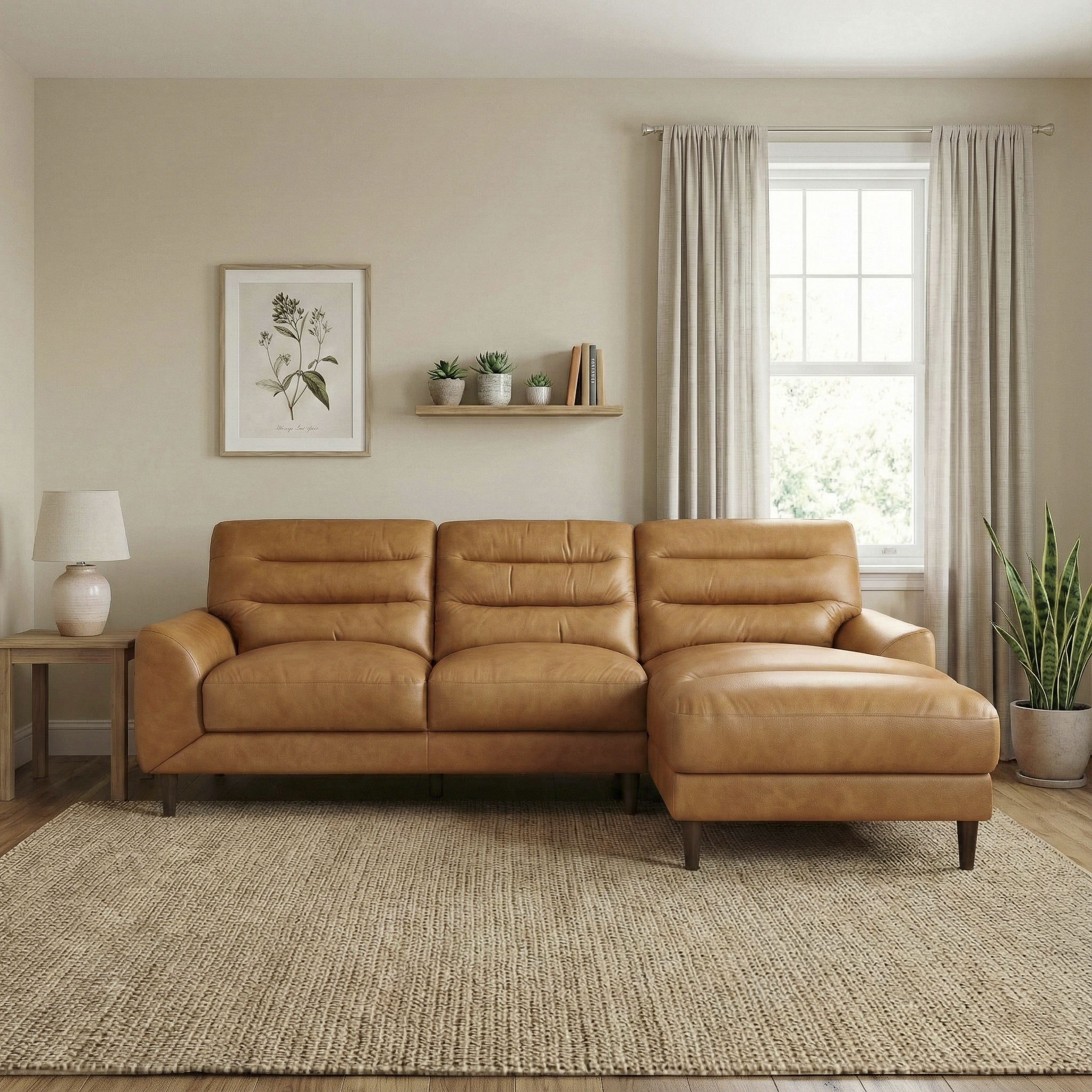 Clarion 3-Seater Genuine Leather Sectional Sofa with Right-Facing Chaise | Ashcroft Imports Furniture