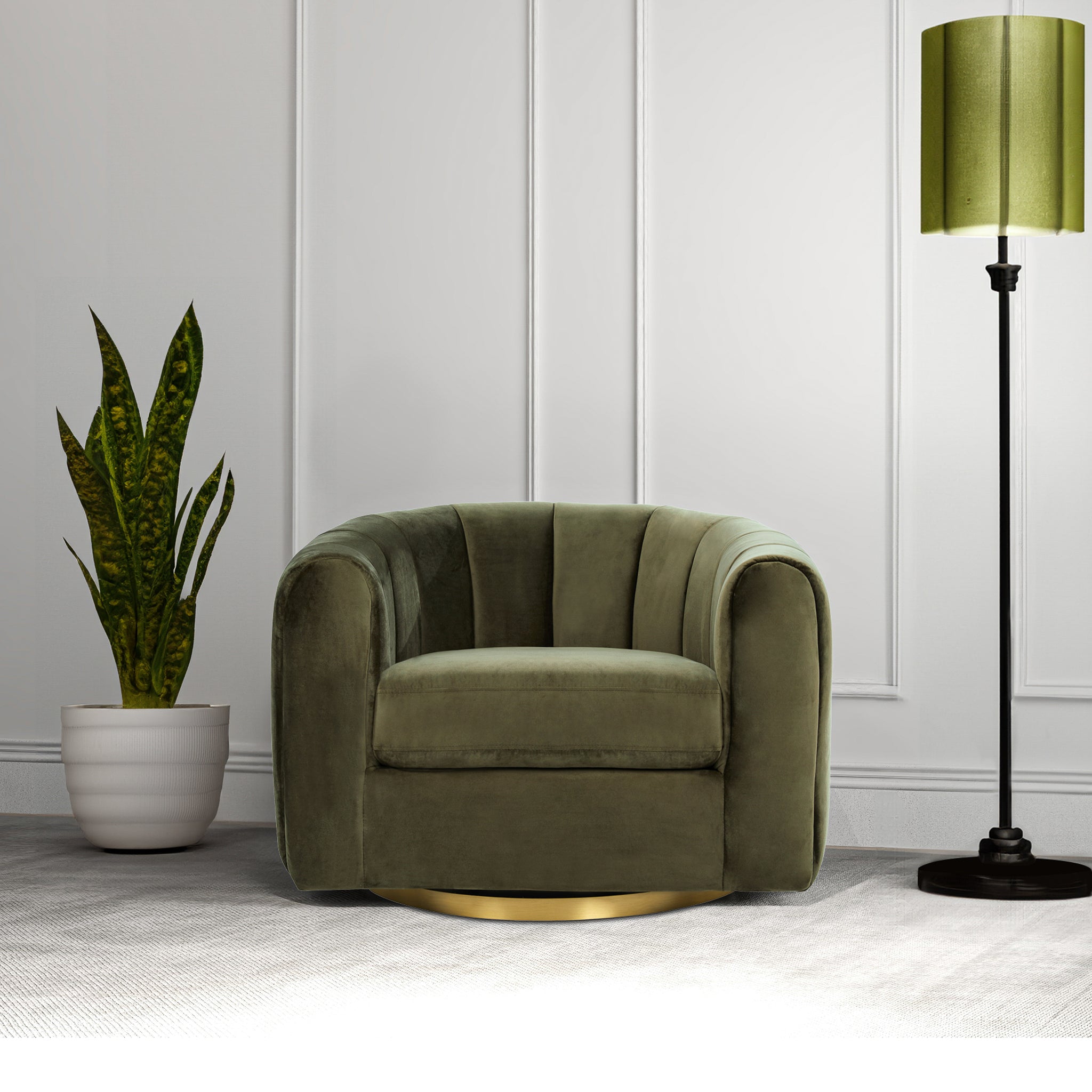 Cosey Mid-Century Modern Swivel Chair with Gold Base | Ashcroft Imports Furniture