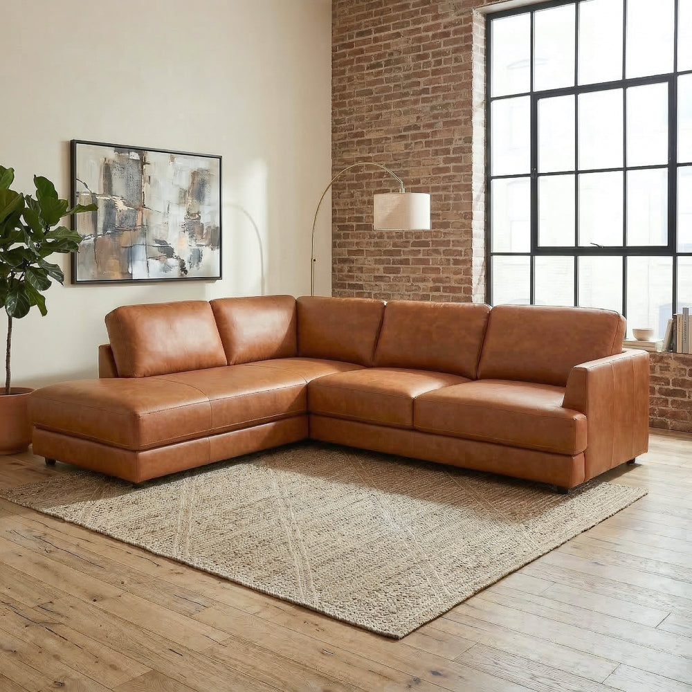 Glander Modern Sectional | Top-Grain Leather & Pocket Spring Support | Ashcroft Imports Furniture