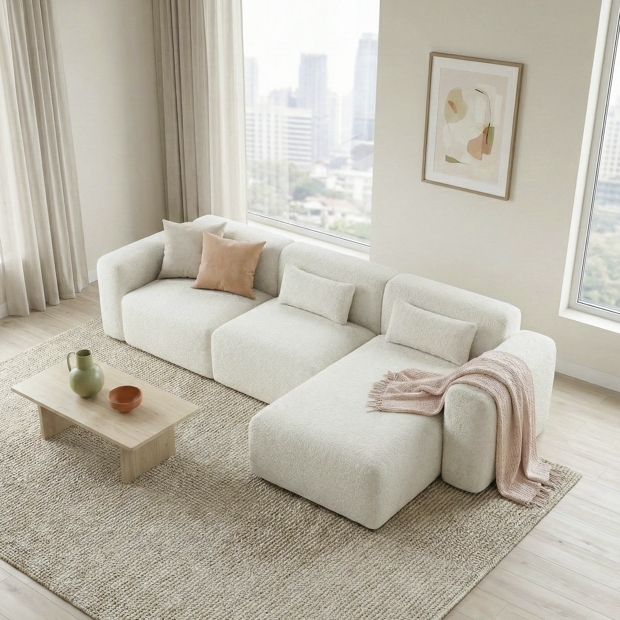 Haledon Family-Size Boucle Sectional with Chaise & Easy Clean | Ashcroft Imports Furniture