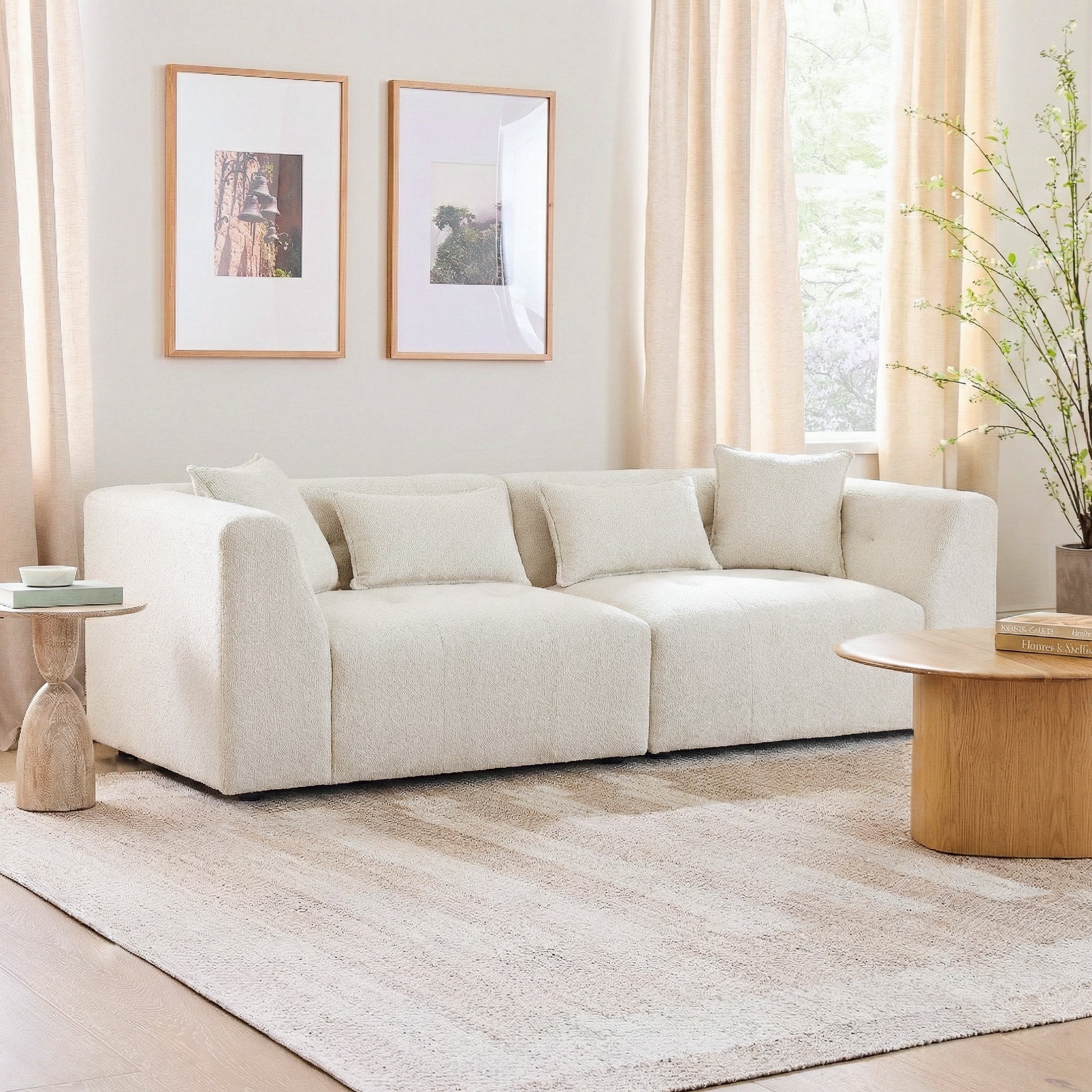 Jefferson Modern Beige Chenille Tuxedo Sofa with Biscuit Tufting | Ashcroft Imports Furniture