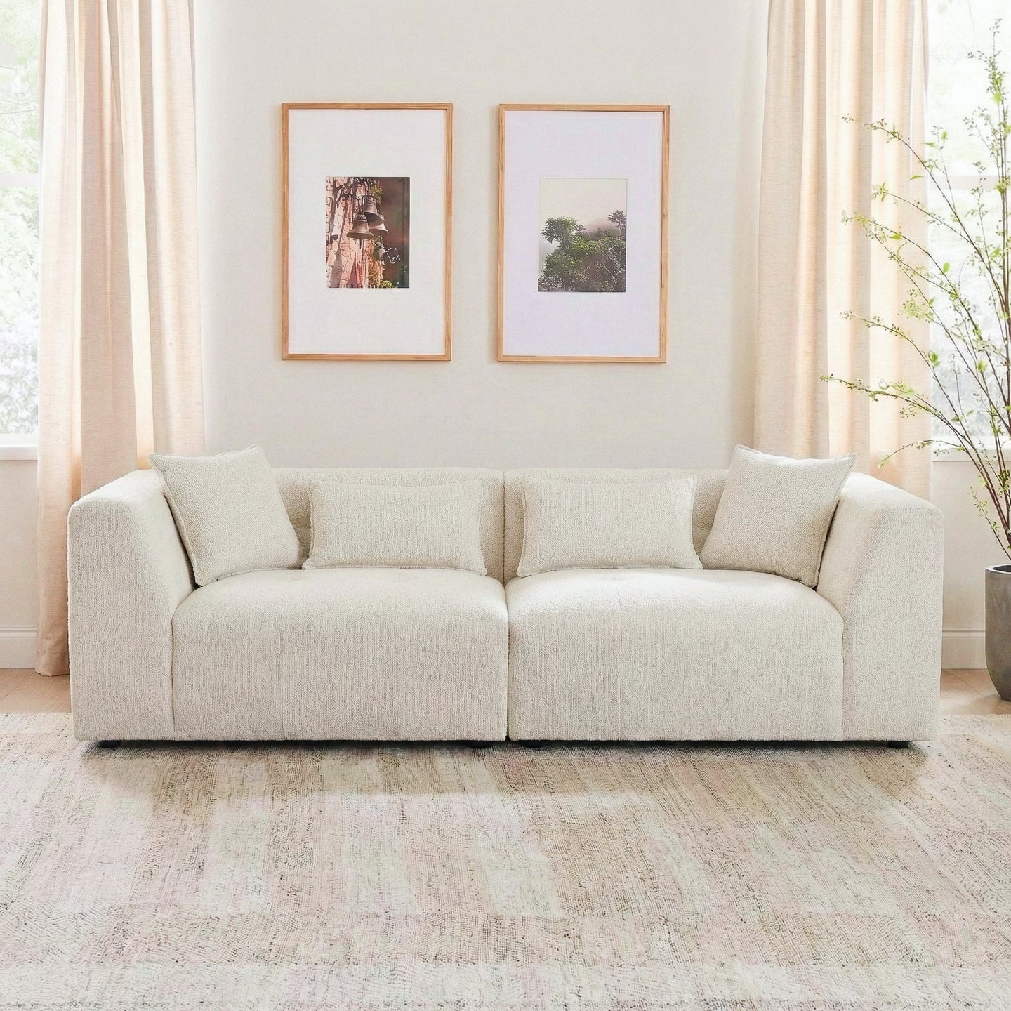 Jefferson Modern Beige Chenille Tuxedo Sofa with Biscuit Tufting | Ashcroft Imports Furniture