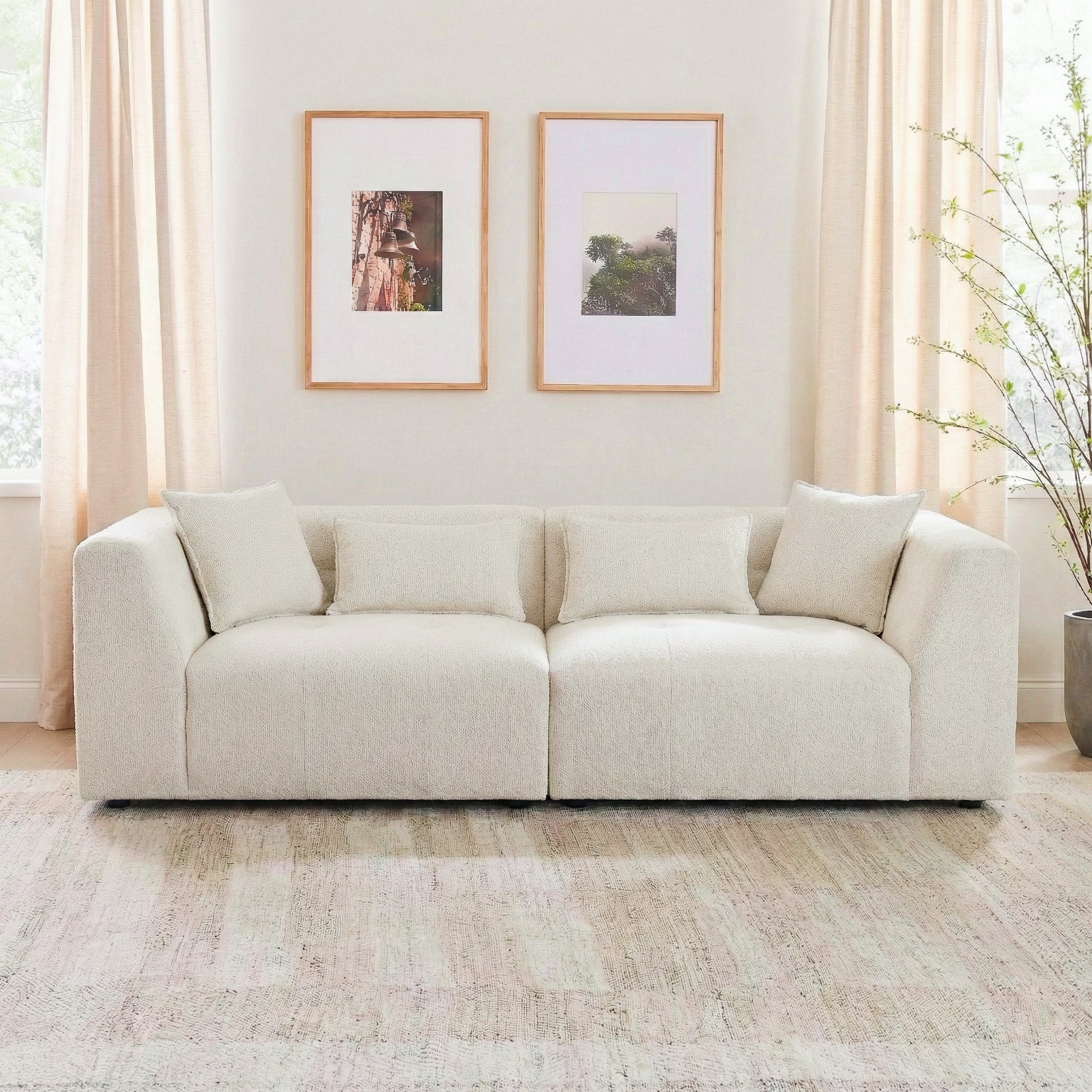Jefferson Modern Beige Chenille Tuxedo Sofa with Biscuit Tufting | Ashcroft Imports Furniture