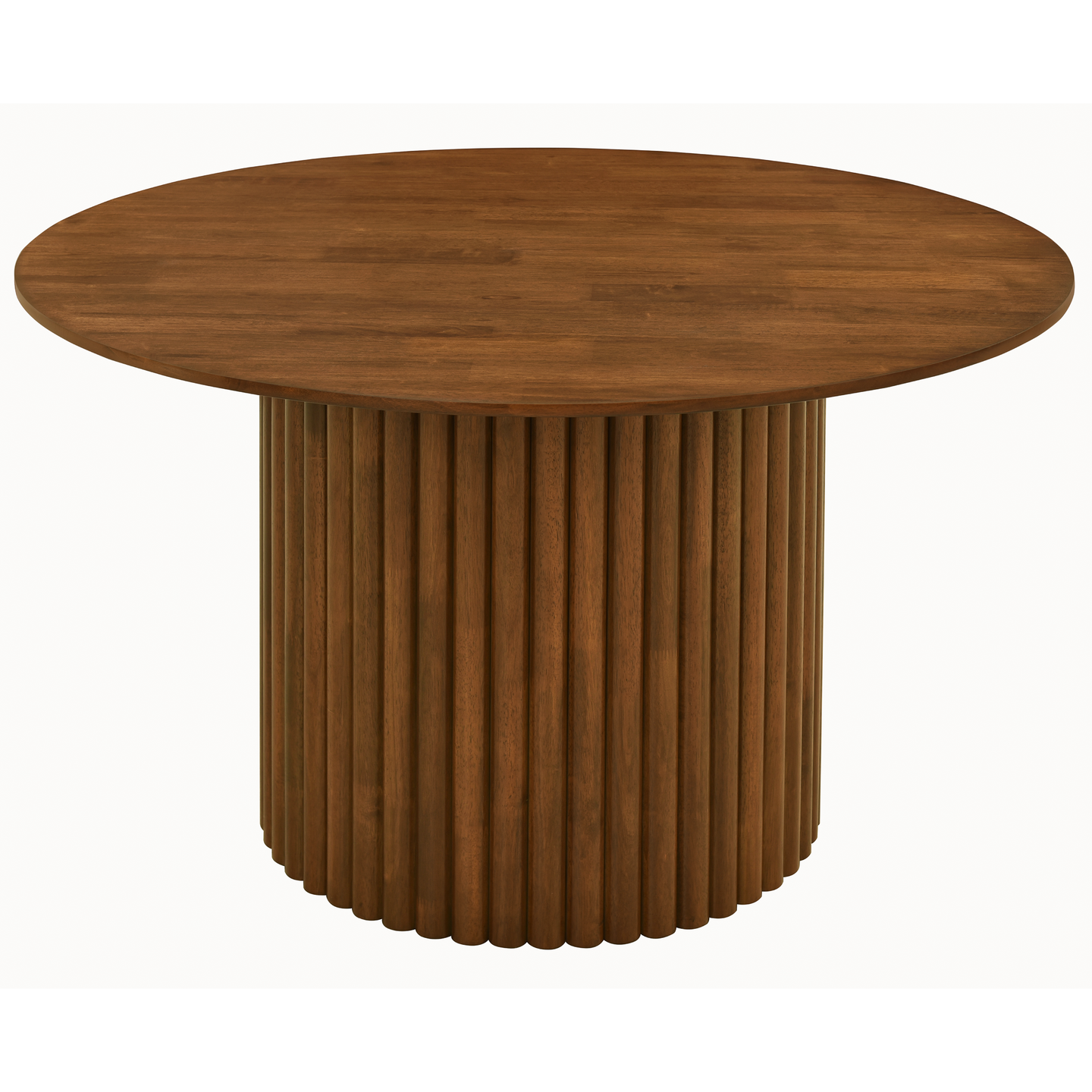 Merlin Round Walnut Dining Table with Sculptural Ribbed Pedestal Base | Ashcroft Imports Furniture