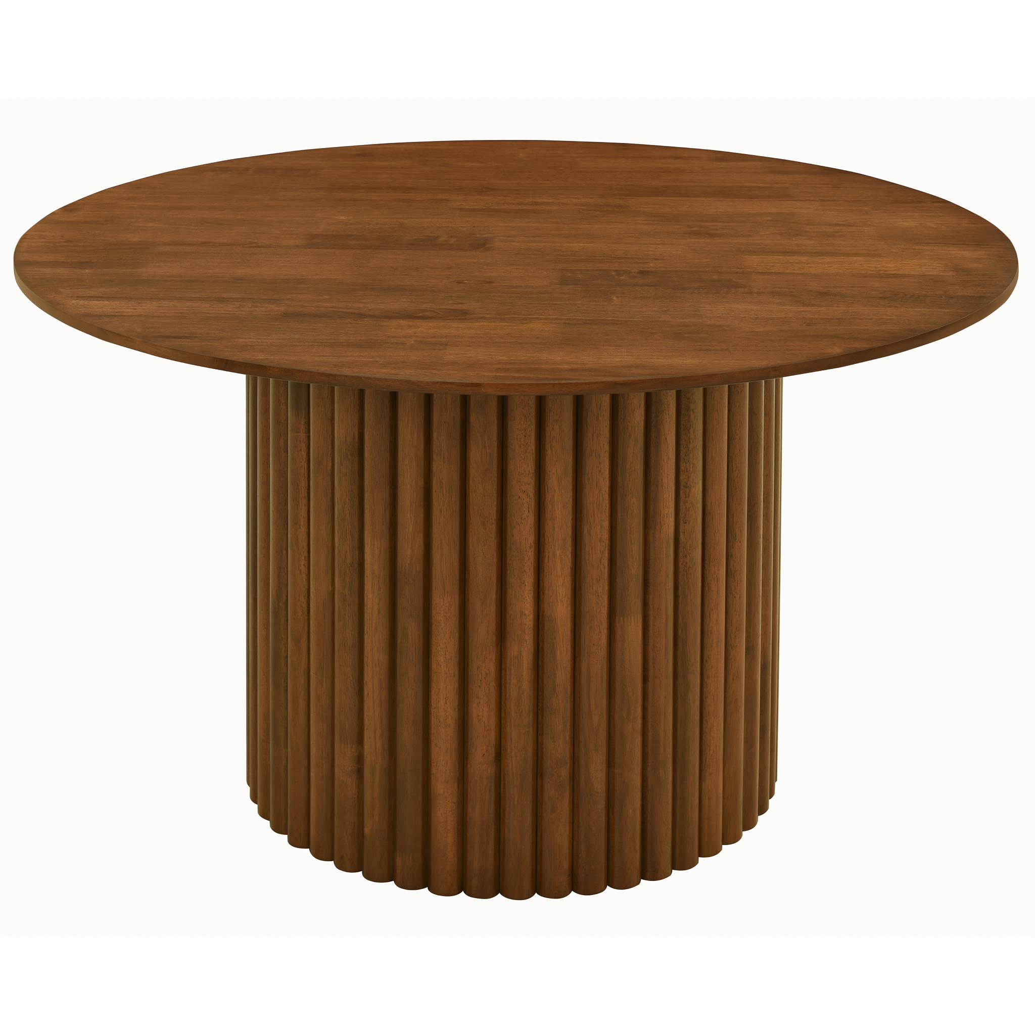 Merlin Round Walnut Dining Table with Sculptural Ribbed Pedestal Base | Ashcroft Imports Furniture