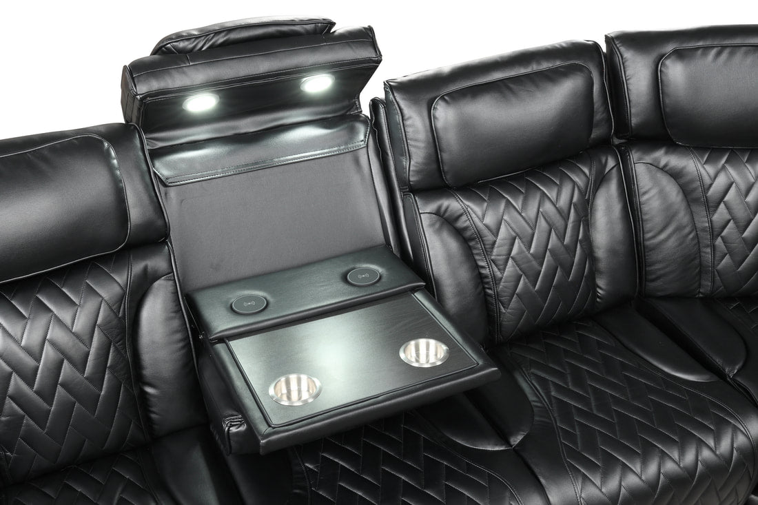 Barcelona Black Power Reclining Sectional (Power Headrests) (ETA 7/29)