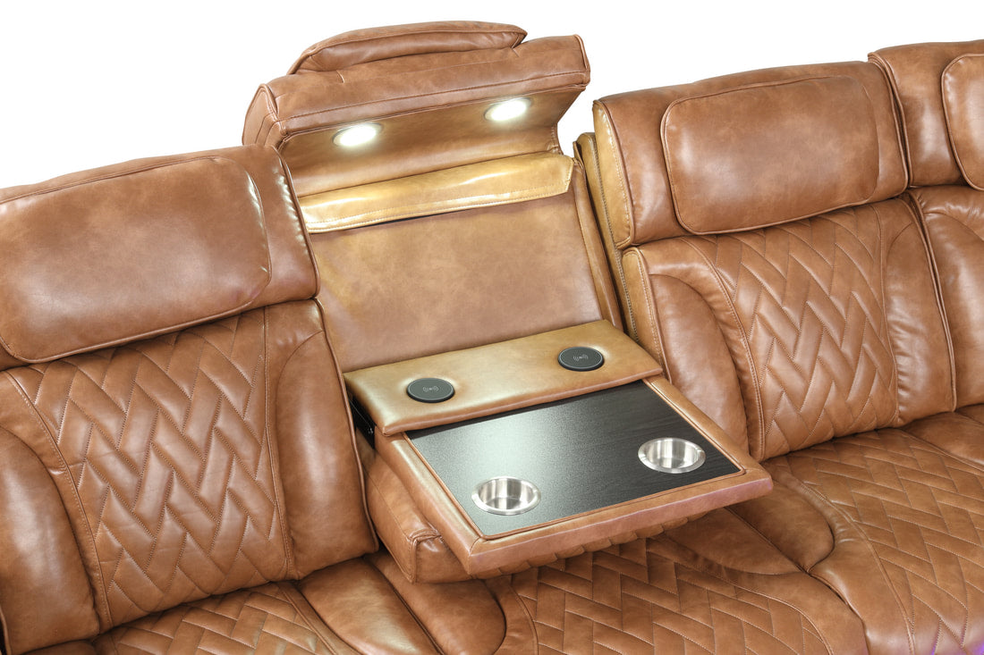 Barcelona Brown Power Reclining Sectional (Power Headrests) (ETA 7/29)