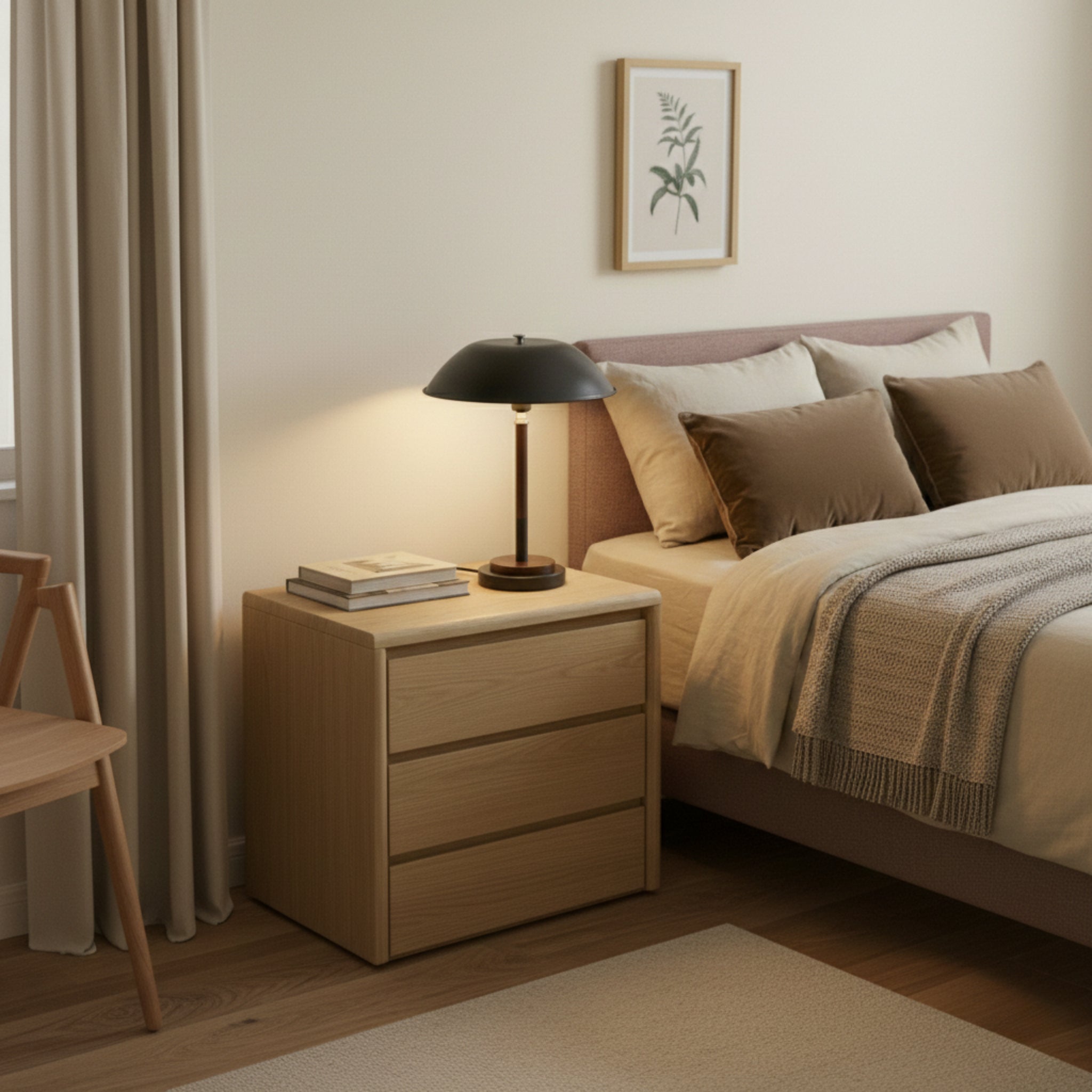 Cosmiclume Table Lamp | Matte Black Dome & Walnut Base