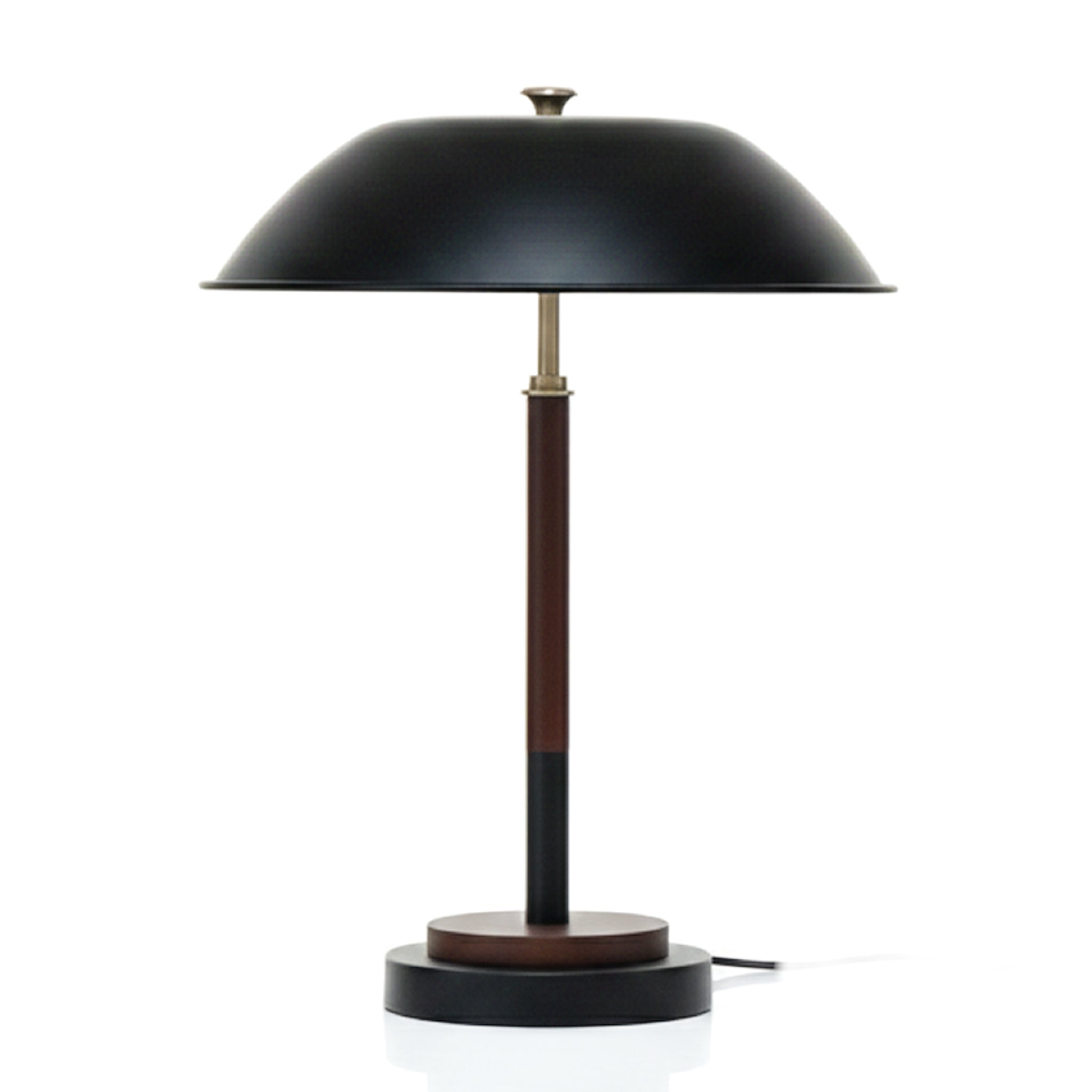Cosmiclume Table Lamp | Matte Black Dome & Walnut Base