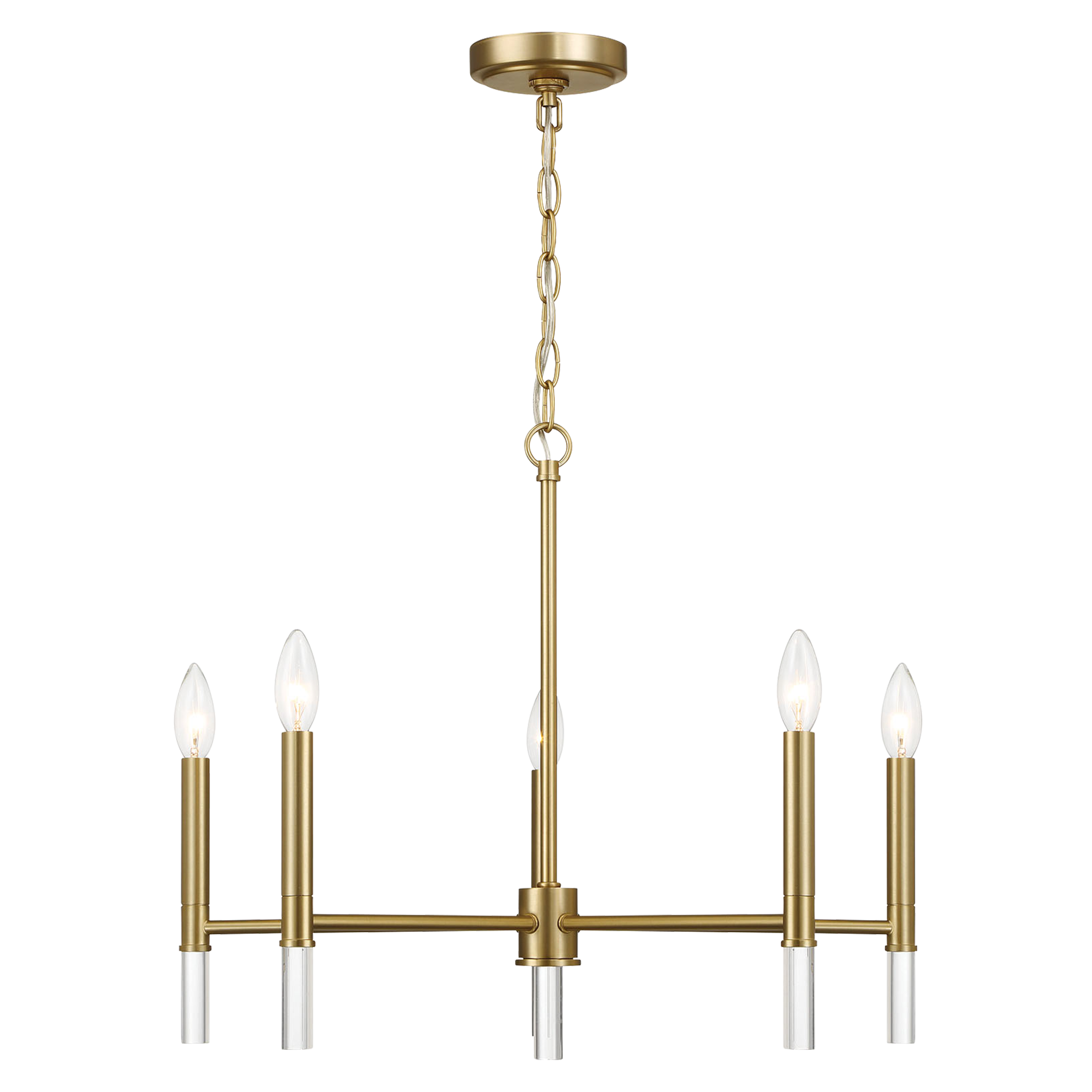 Courtyard Chandelier | Golden Brass & Five-Light Candle Design