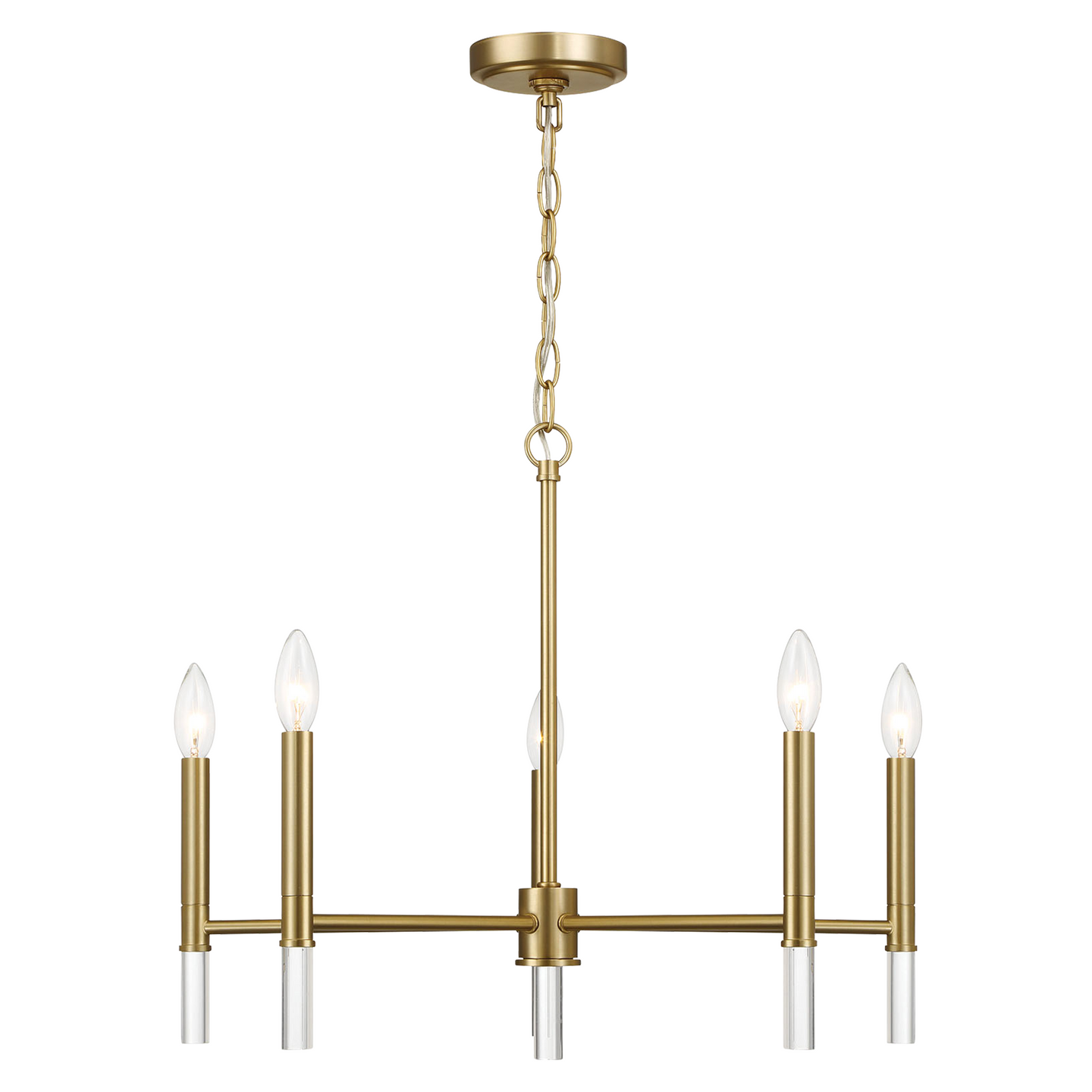 Courtyard Chandelier | Golden Brass & Five-Light Candle Design