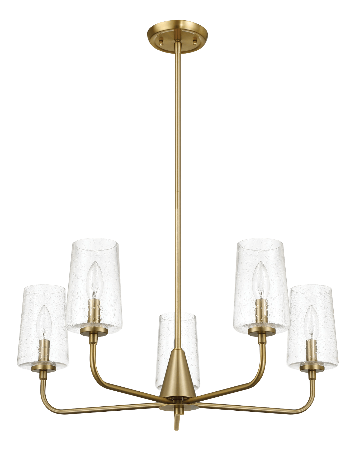 Dazzle Five Lights Chandelier | Satin Brass & Clear Seeded Glass